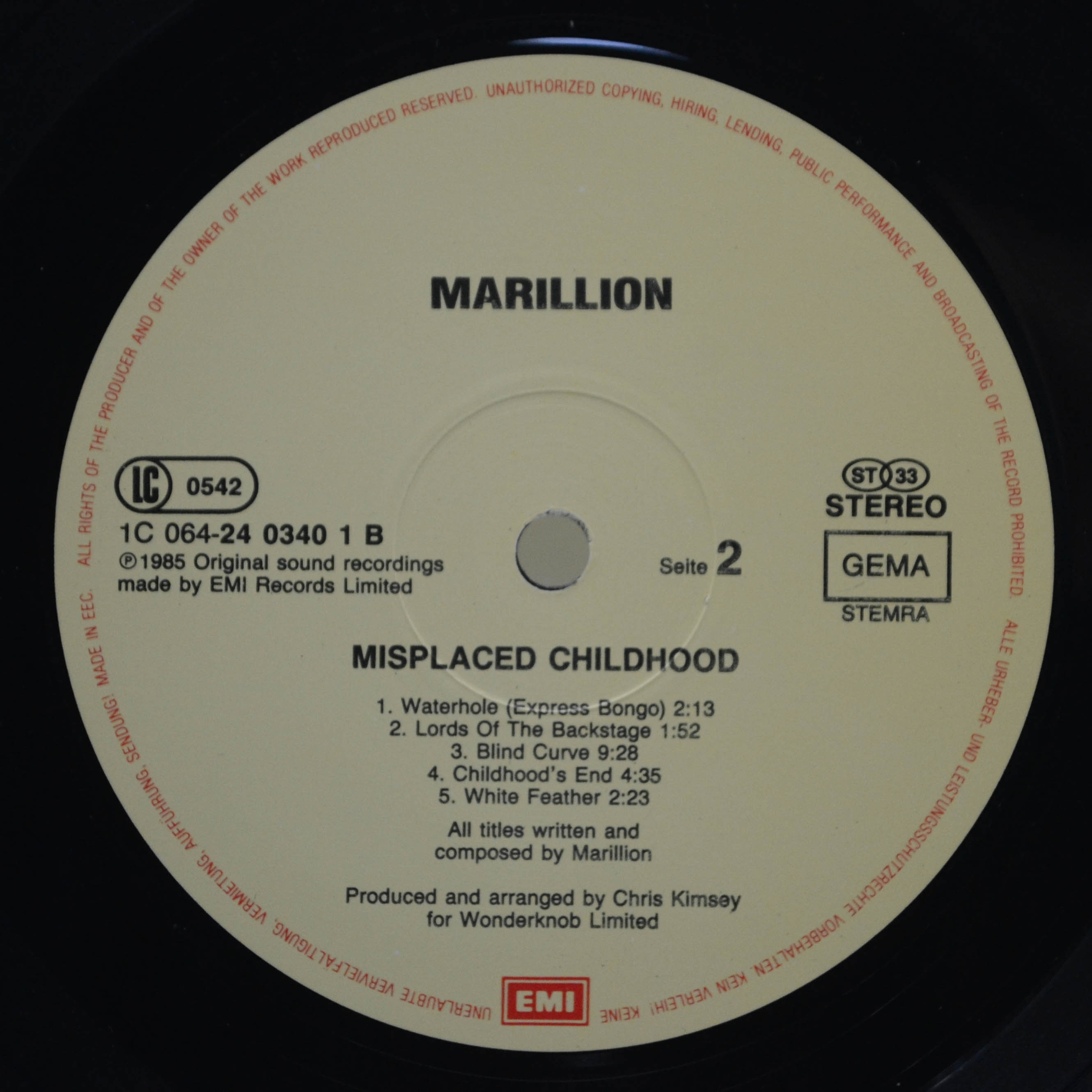 Marillion — Misplaced Childhood, 1985