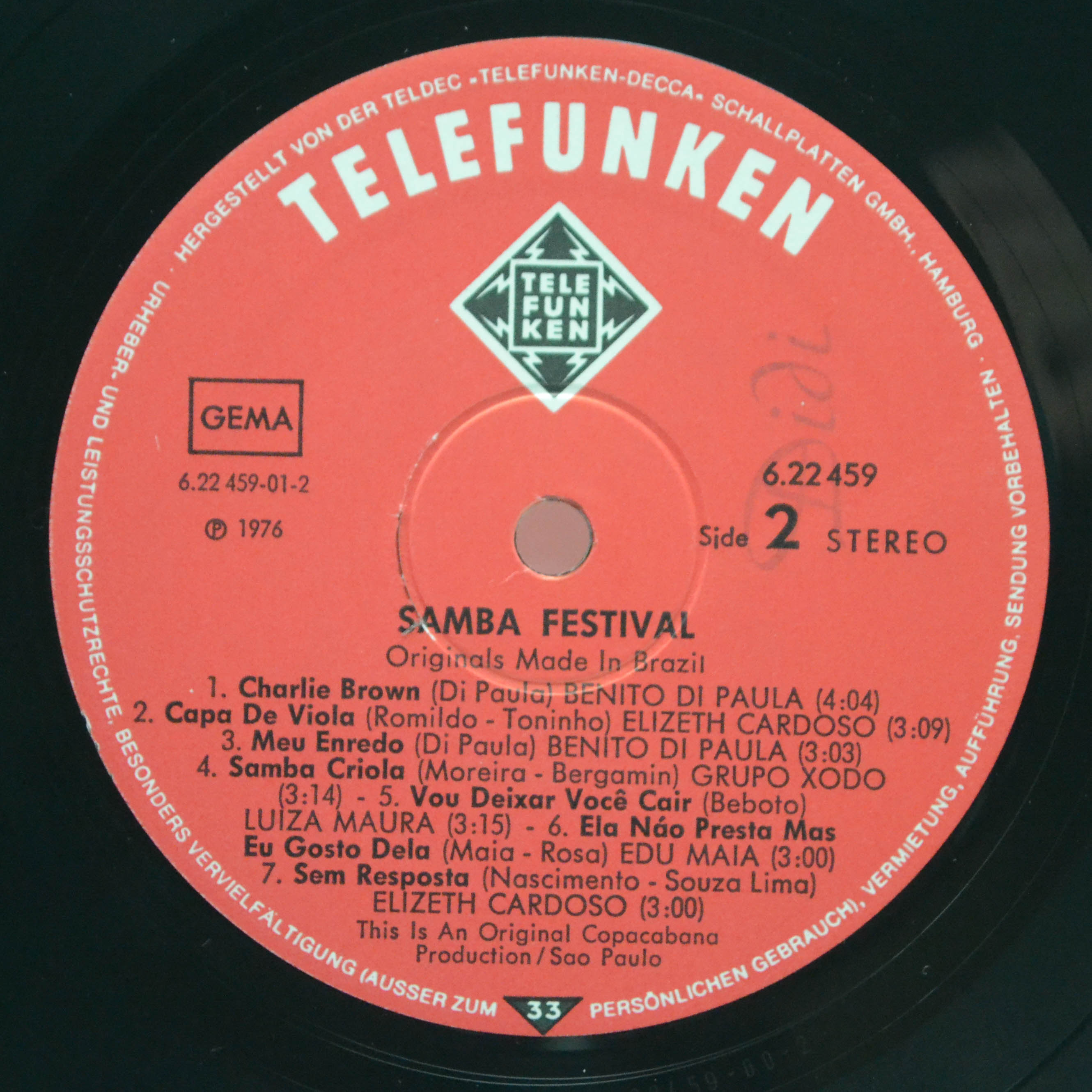 Various — Samba Festival (Originals Made In Brazil), 1976
