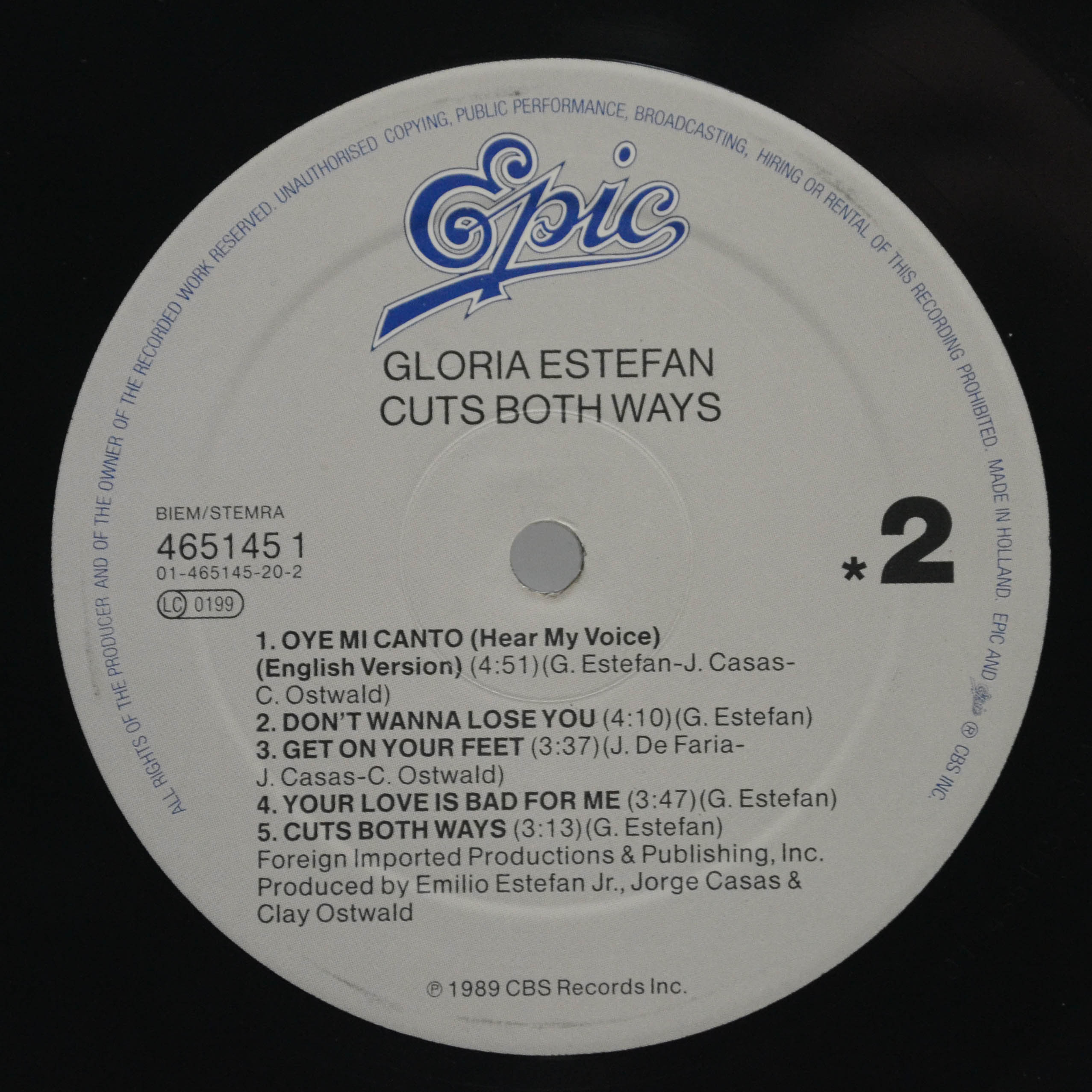 Gloria Estefan — Cuts Both Ways, 1989