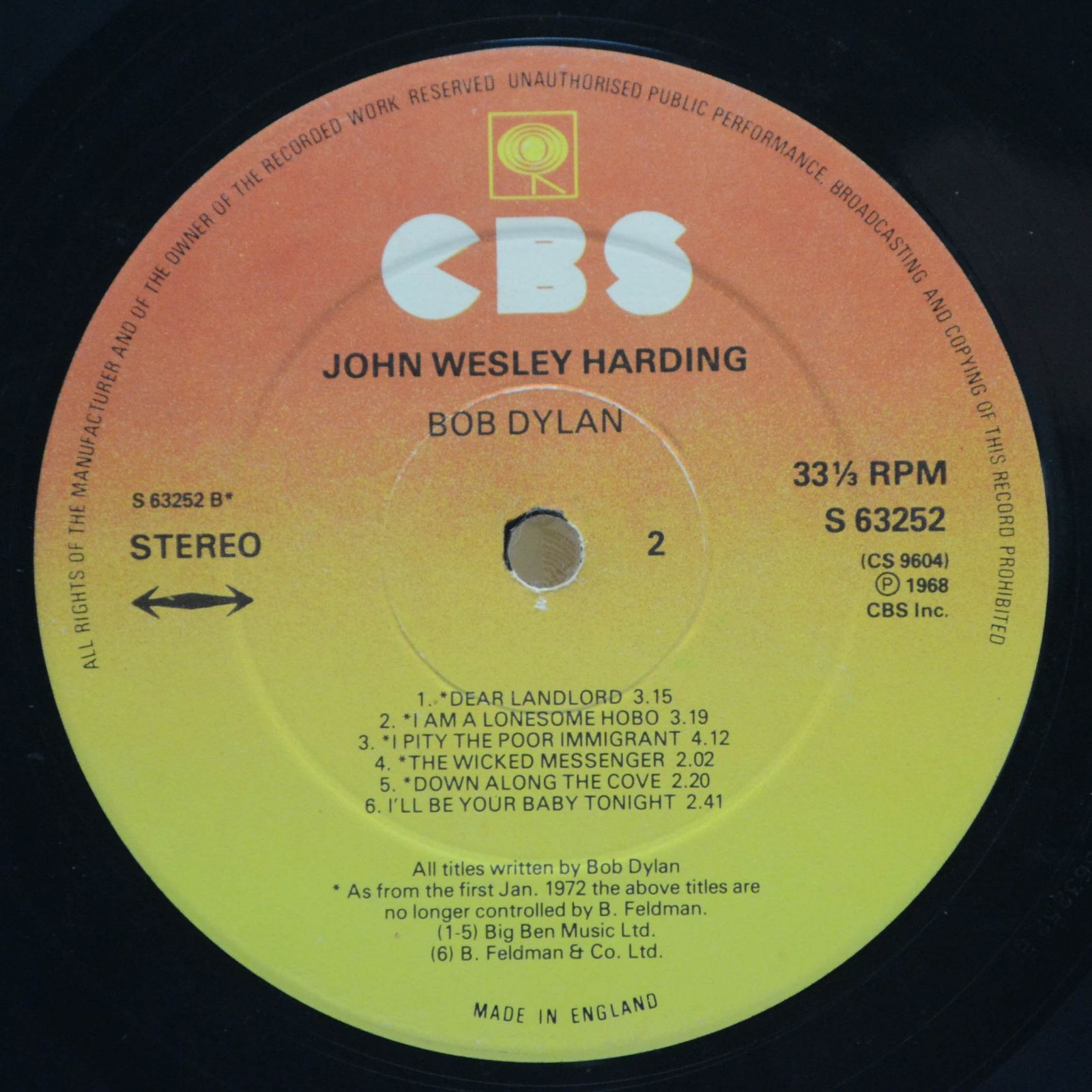 Bob Dylan — John Wesley Harding, Неизвестно