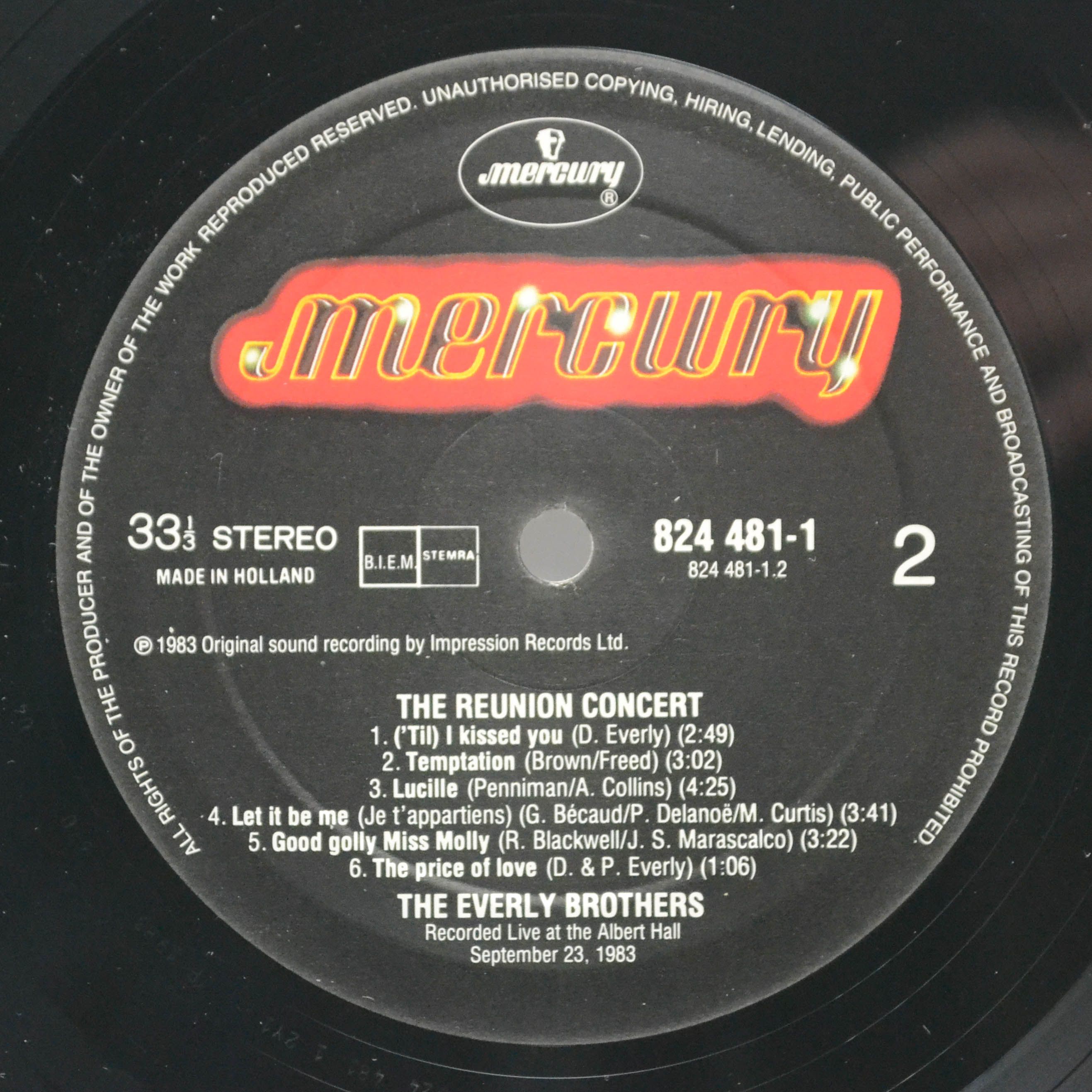 Everly Brothers — The Reunion Concert (2LP), 1983