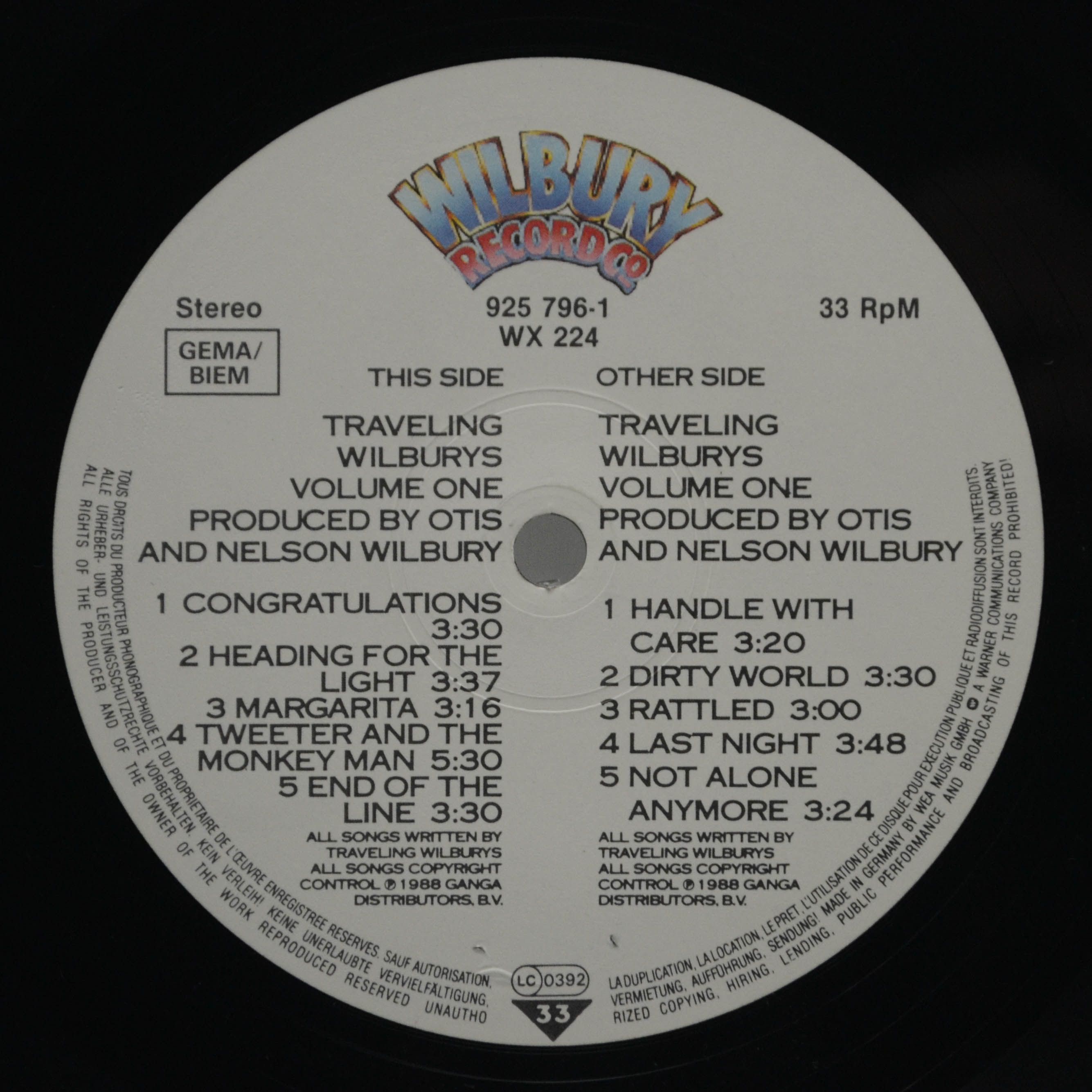 Traveling Wilburys — Volume One, 1988