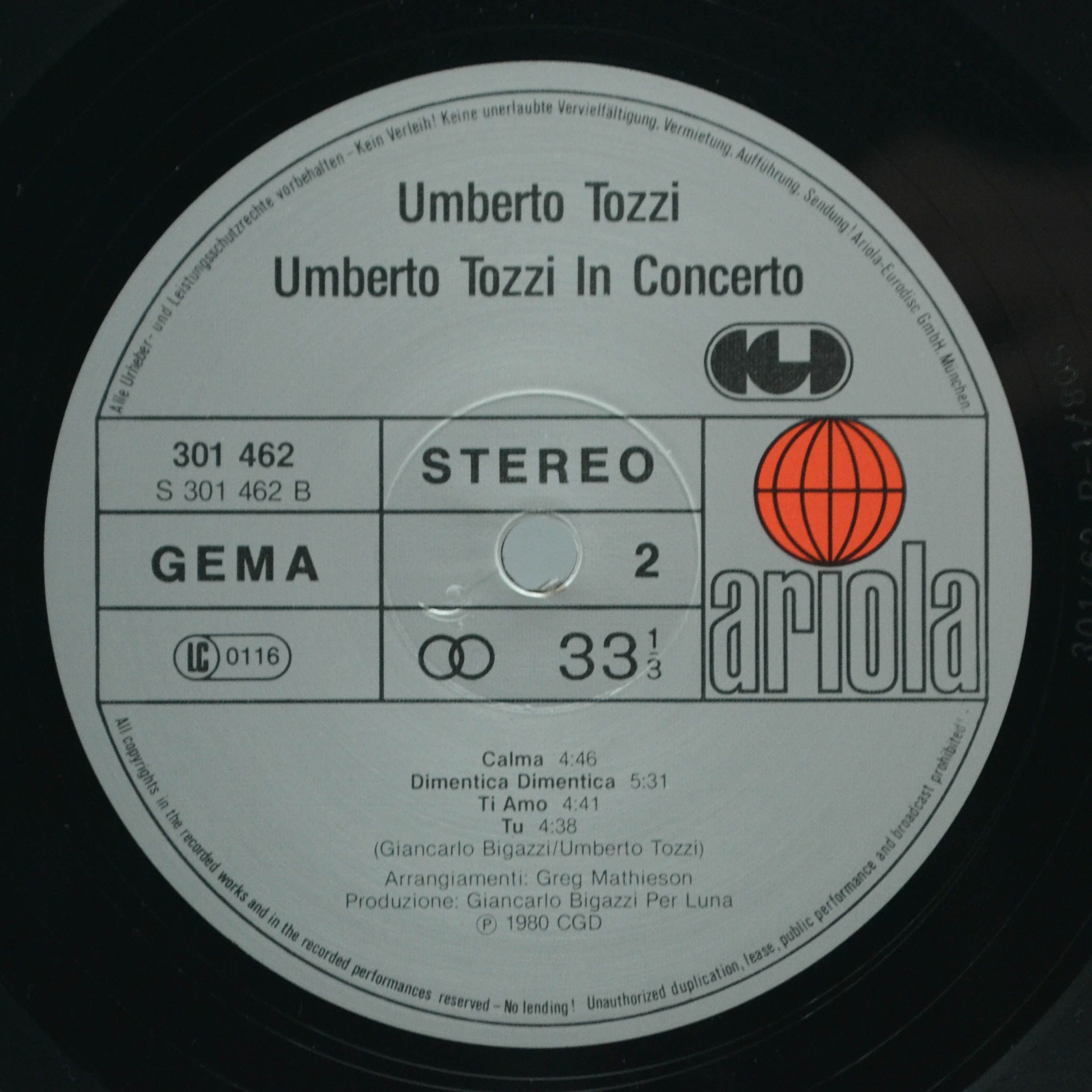 Umberto Tozzi — In Concerto (2LP), 1980