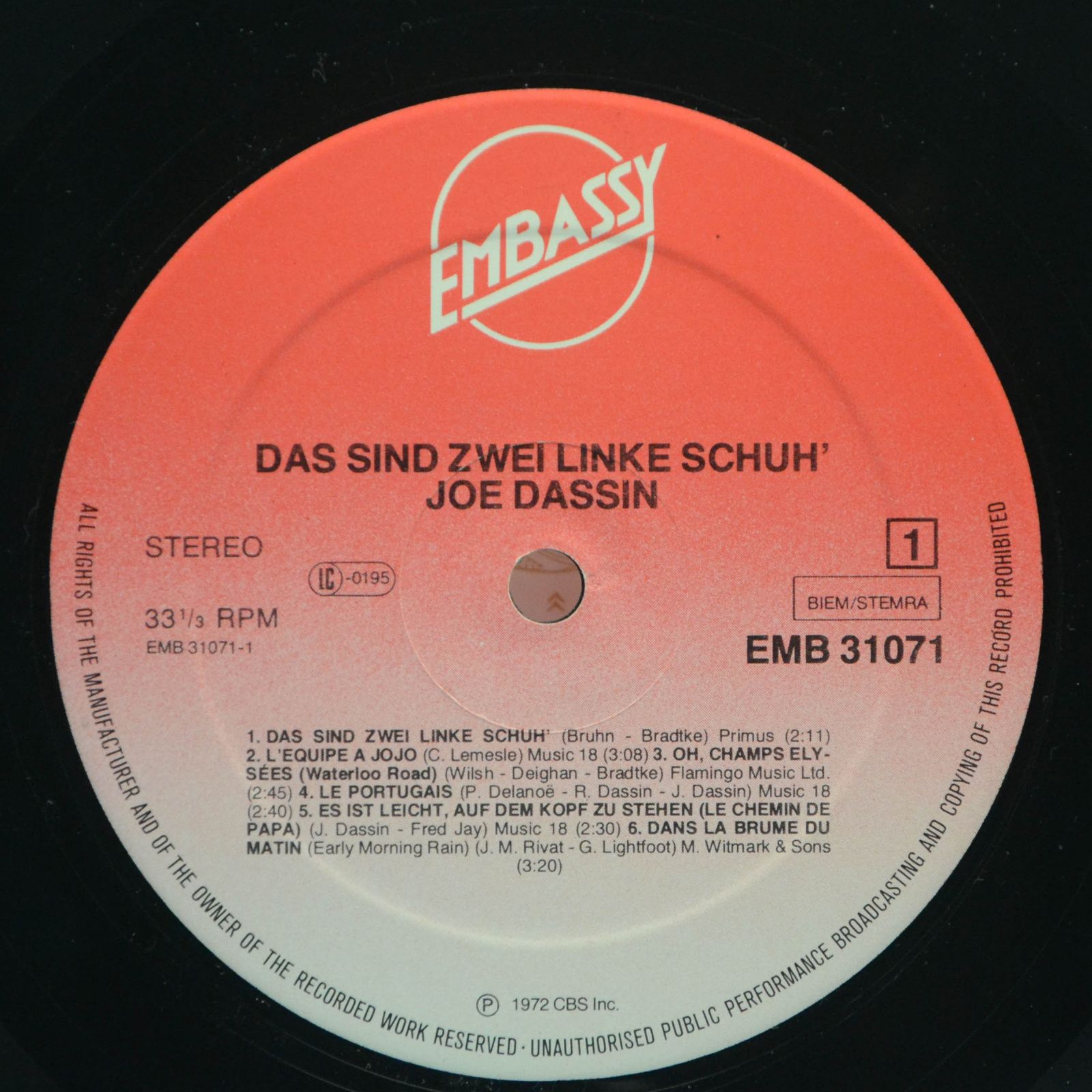 Joe Dassin — Das Sind Zwei Linke Schuh', 1972