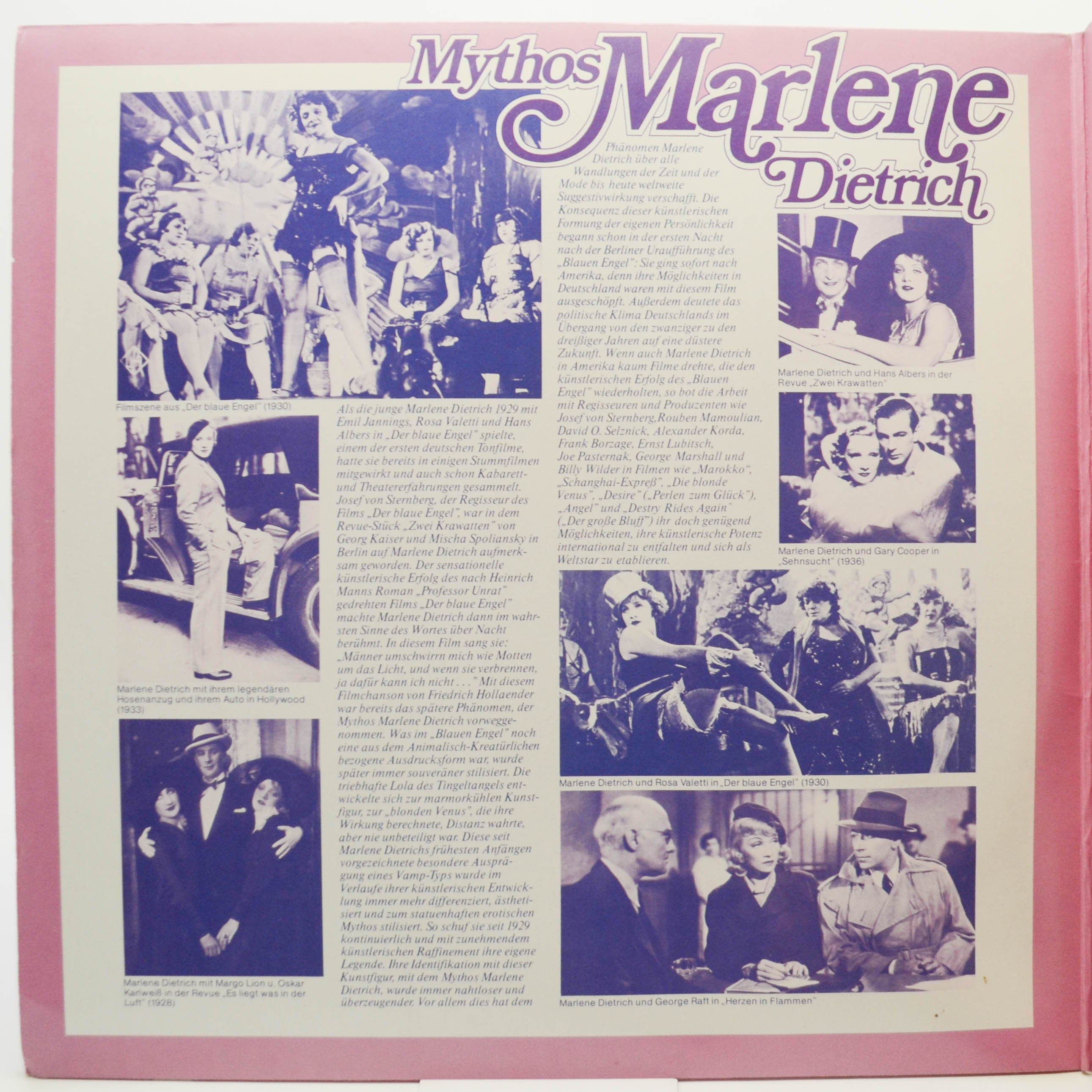 Marlene Dietrich — Mythos Marlene Dietrich (2LP), 1978
