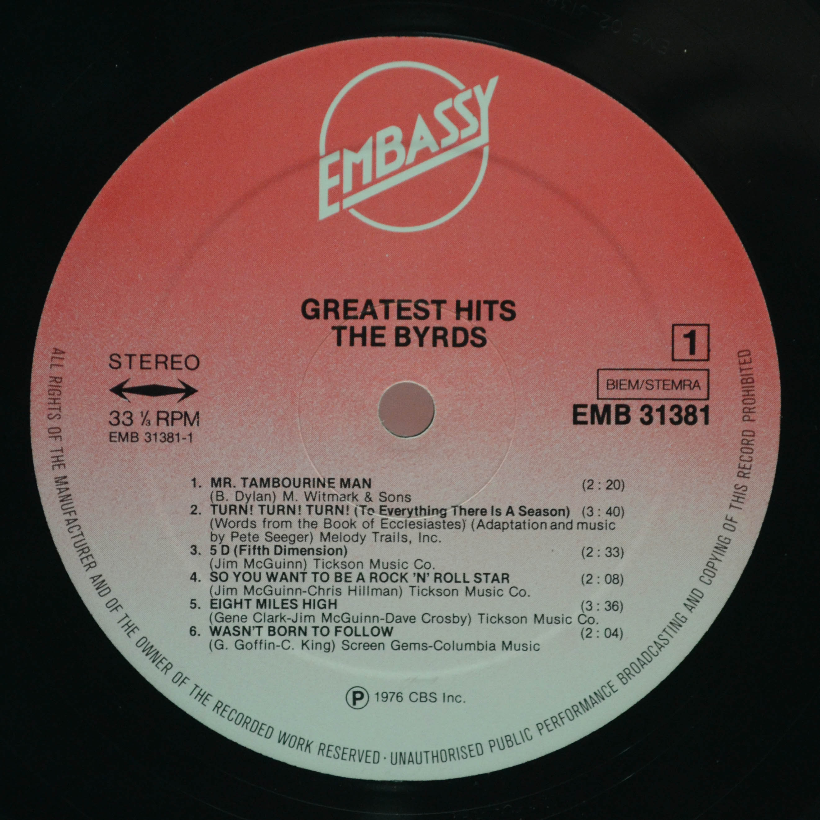 Byrds — Greatest Hits, 1976