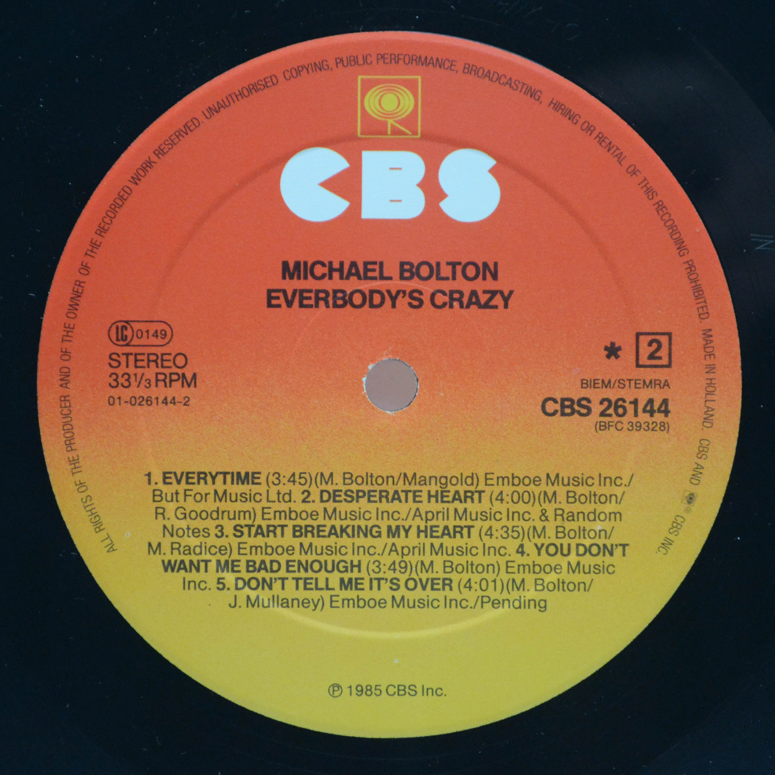 Michael Bolton — Everybody's Crazy, 1985