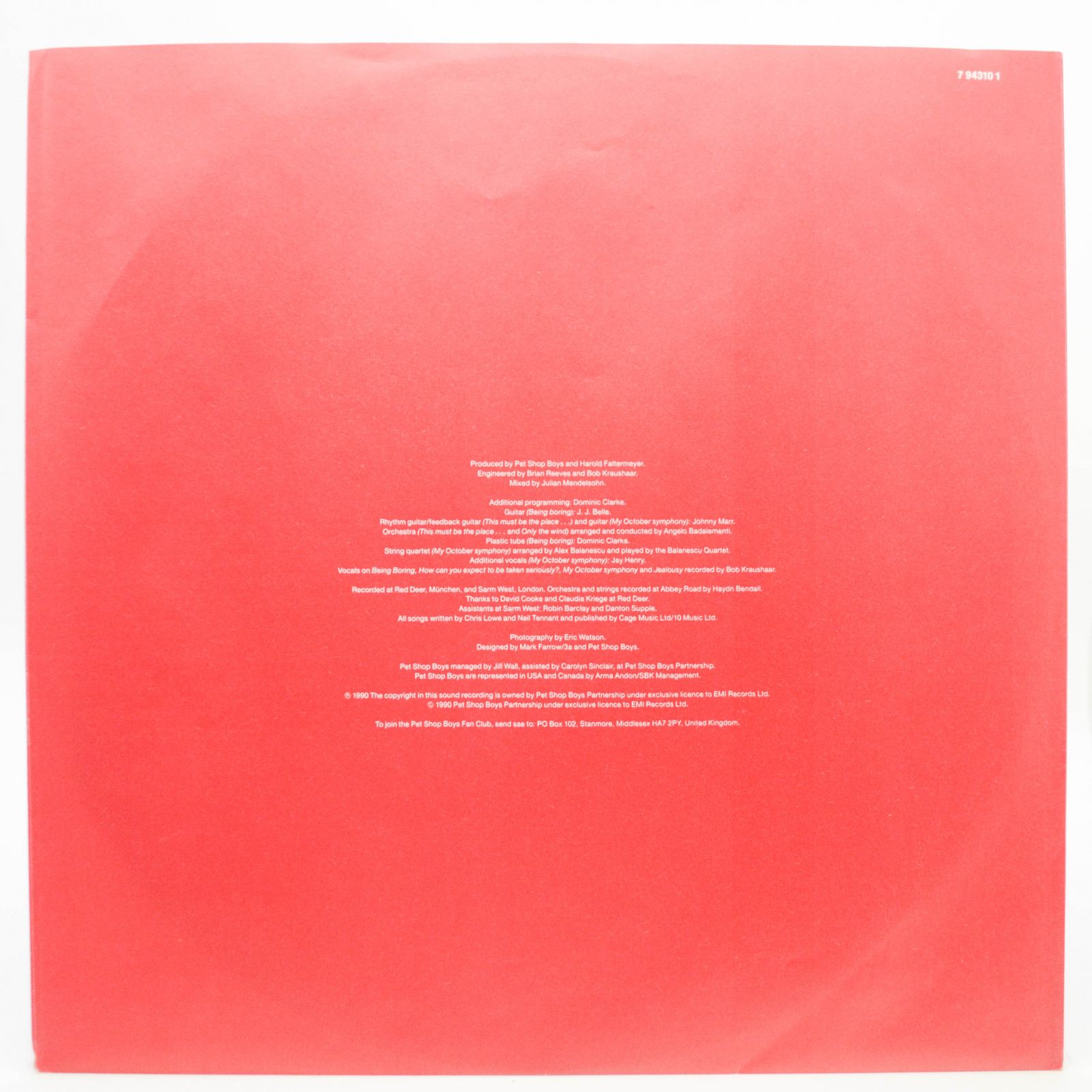 Pet Shop Boys — Behaviour, 1990