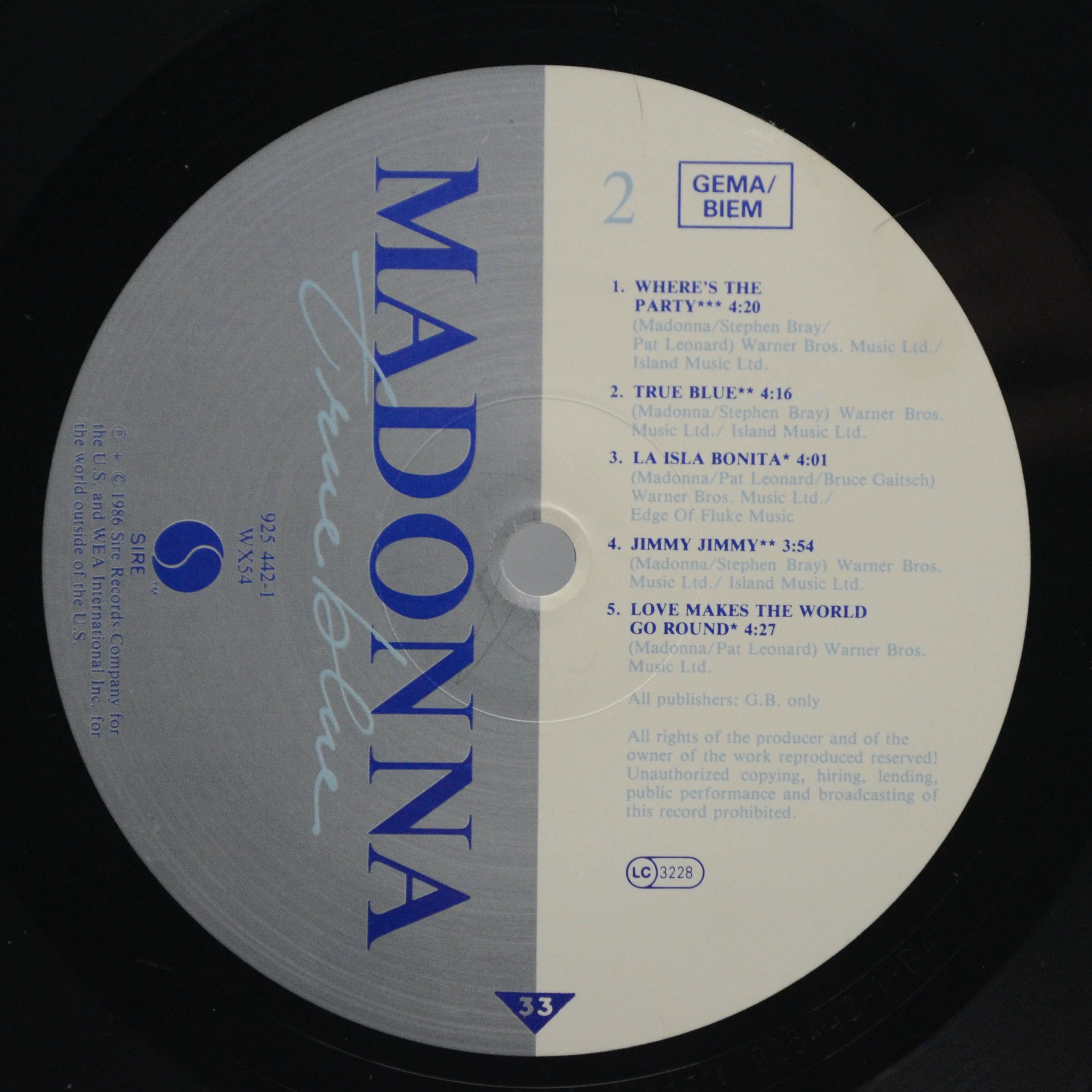 Madonna — True Blue, 1986