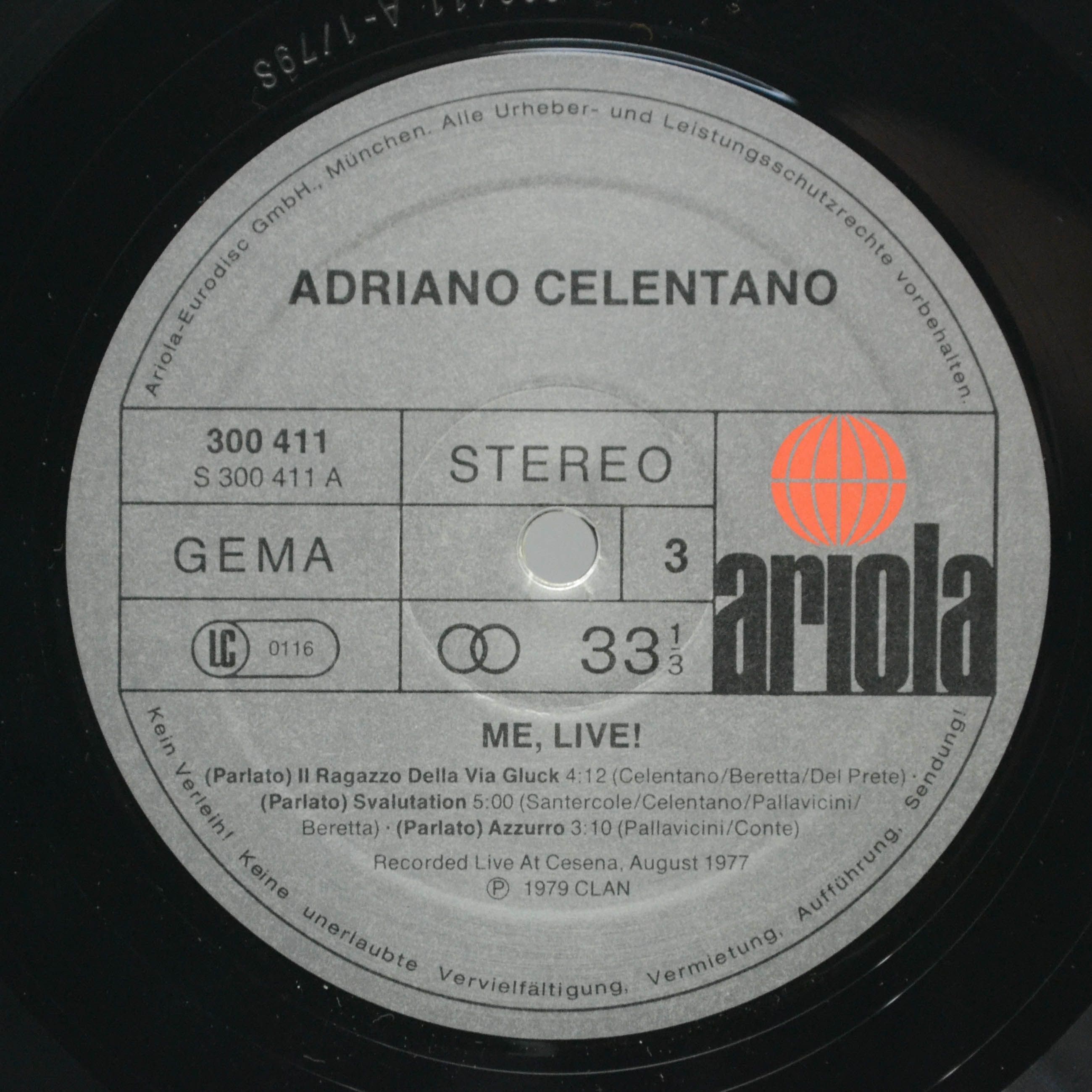 Adriano Celentano — Me, Live (2LP), 1979