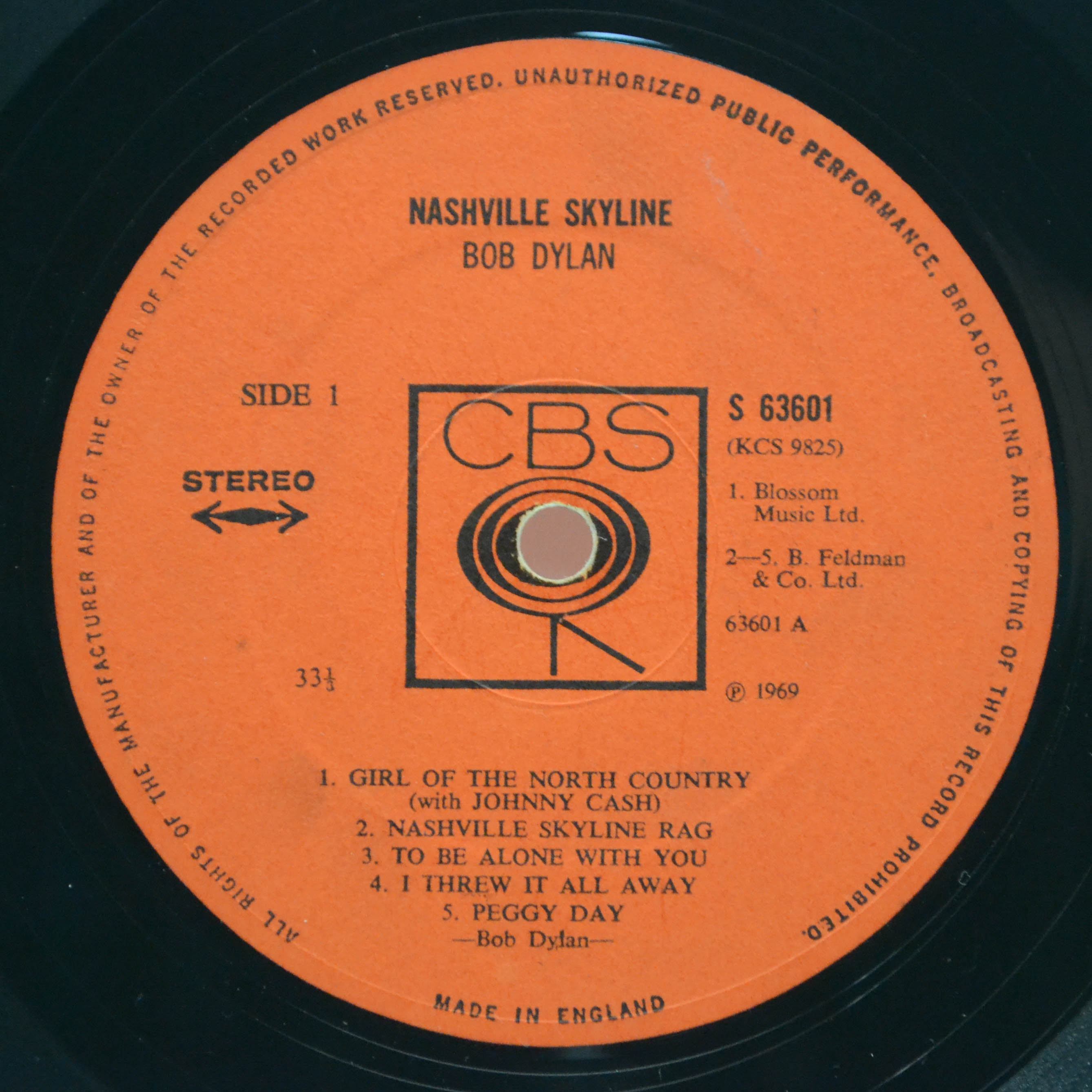 Bob Dylan — Nashville Skyline (UK), 1969