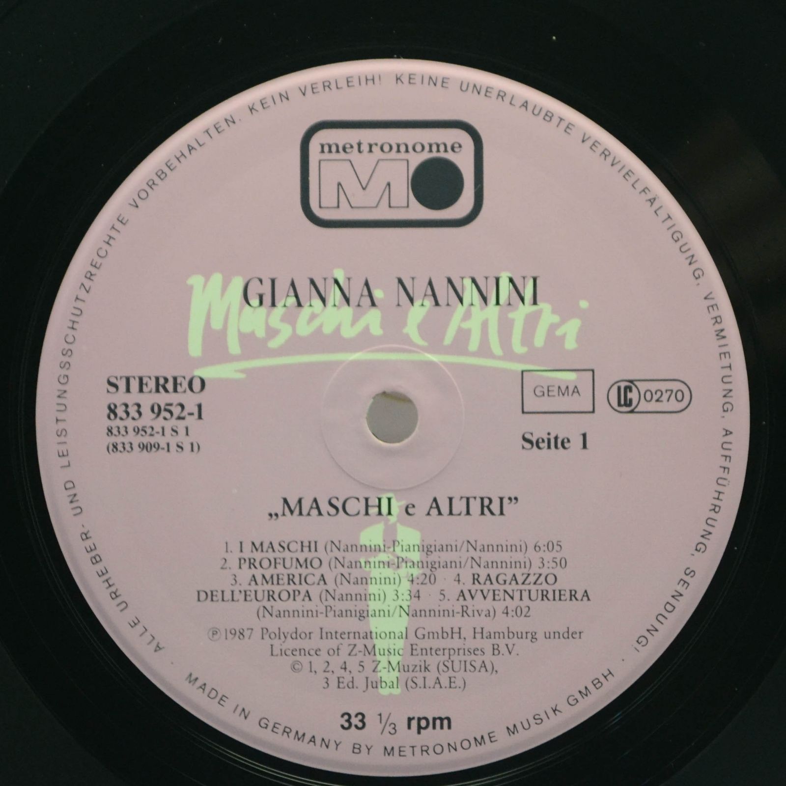 Gianna Nannini — Maschi E Altri, 1987