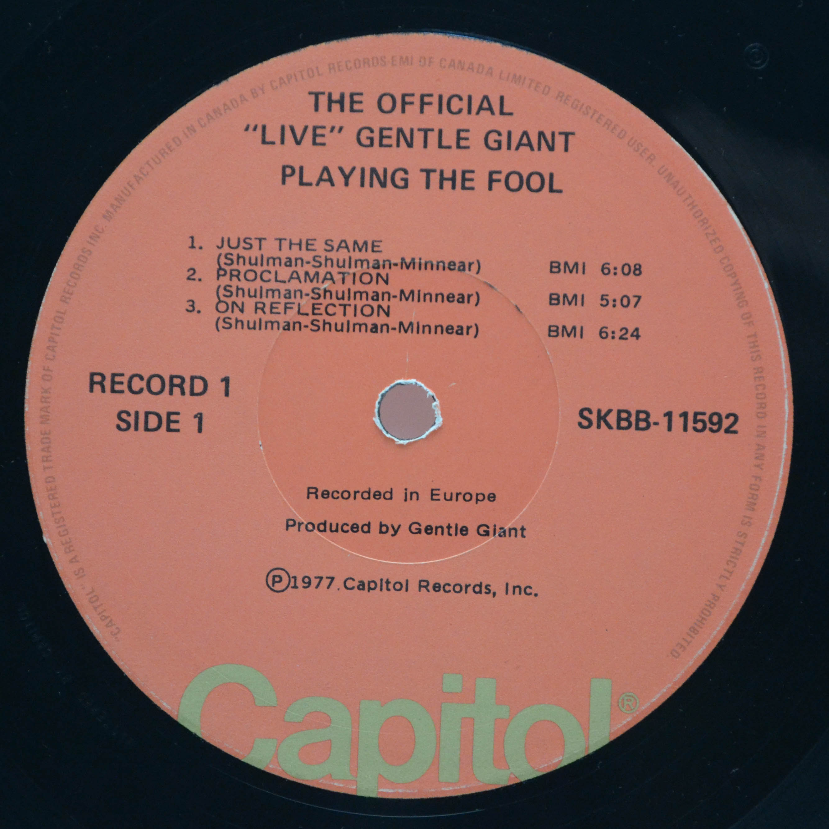 Gentle Giant — Playing The Fool (2LP), 1977