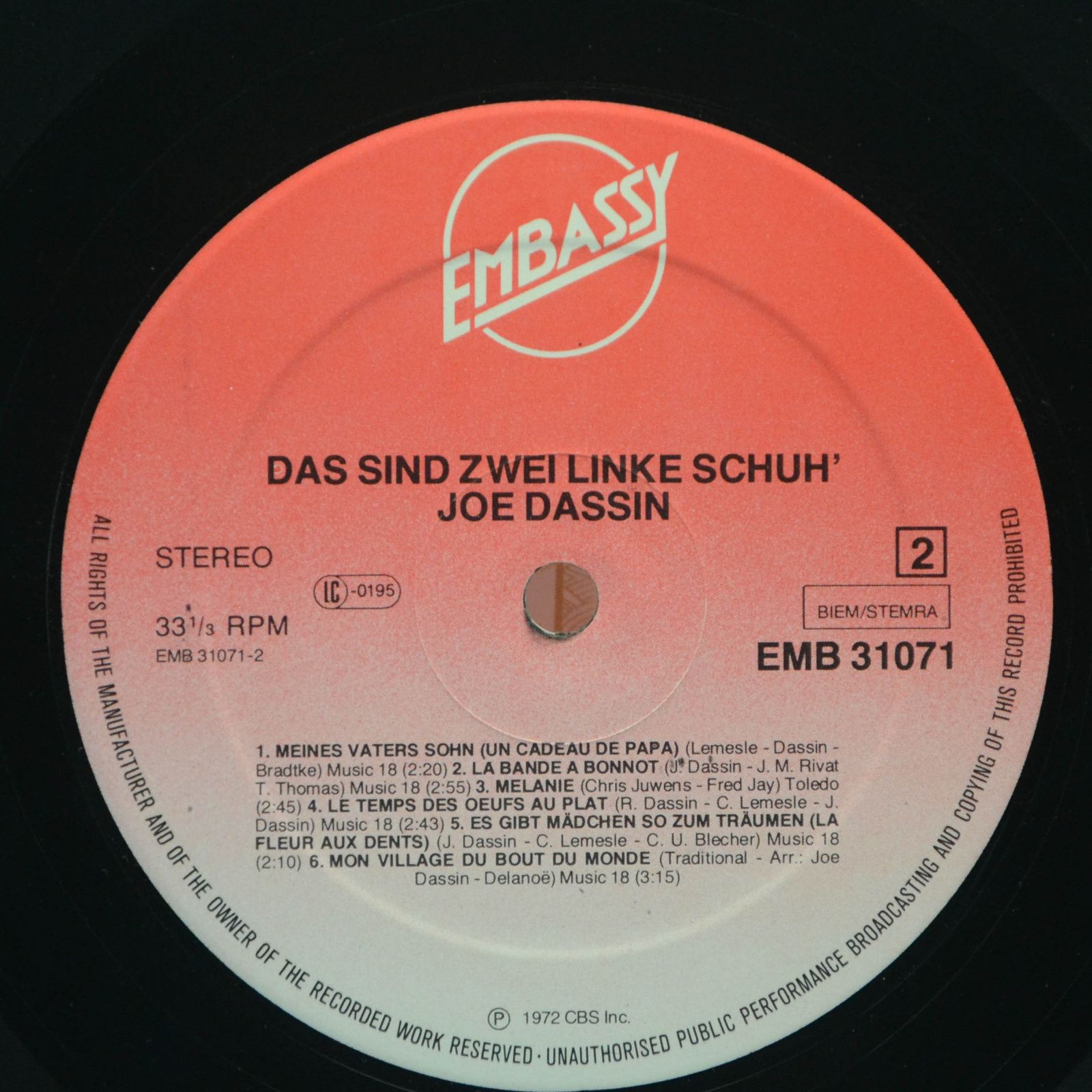 Joe Dassin — Das Sind Zwei Linke Schuh', 1972