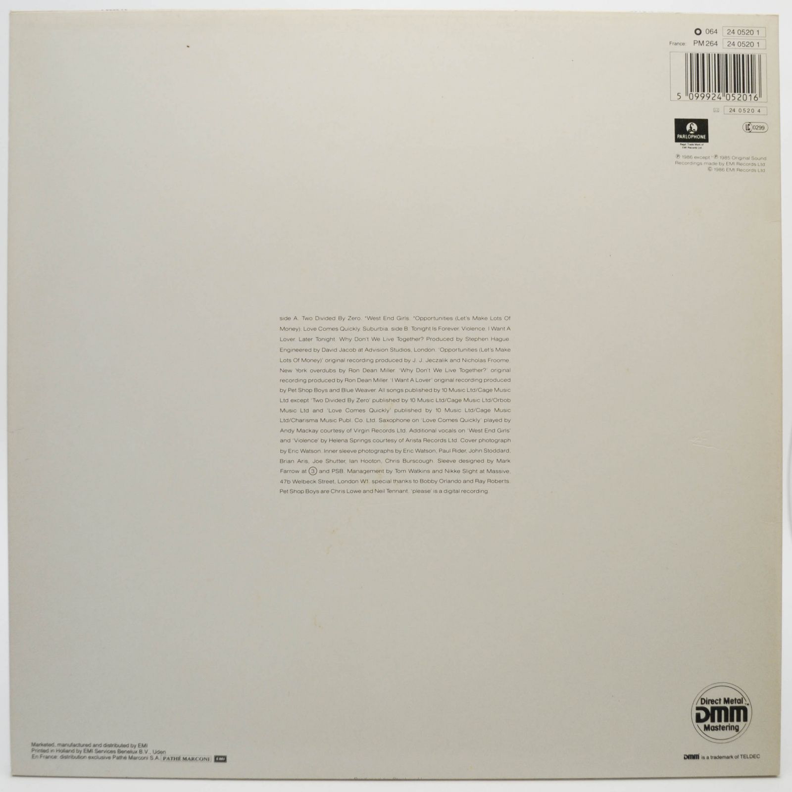 Pet Shop Boys — Please, 1986