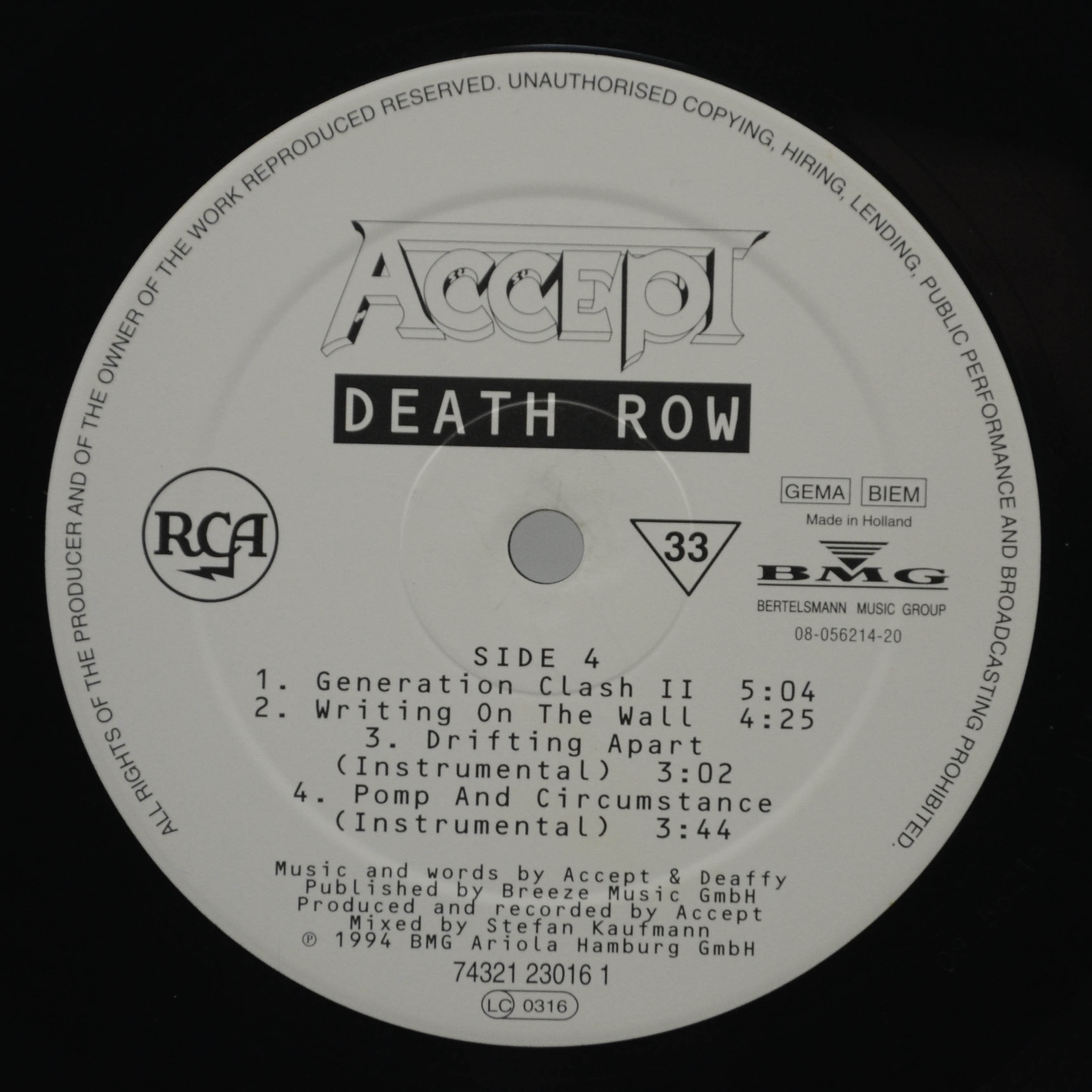 Accept — Death Row (2LP), 1994