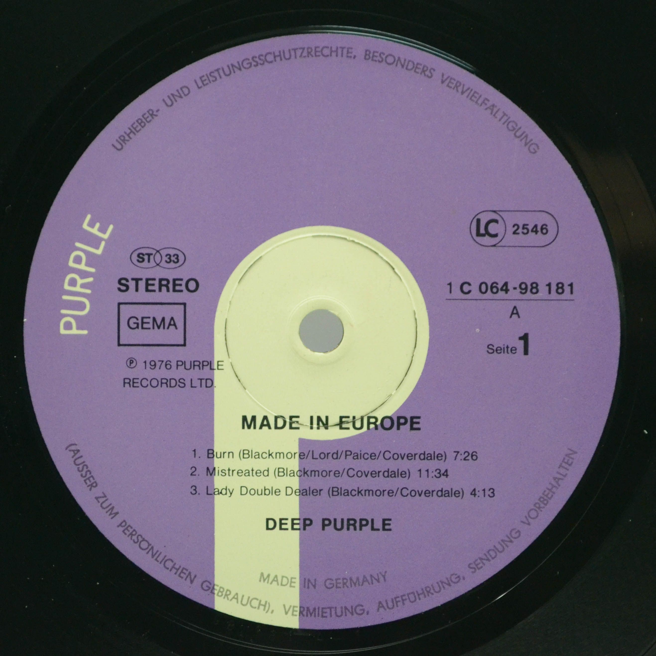 Deep Purple — Made In Europe, 1976