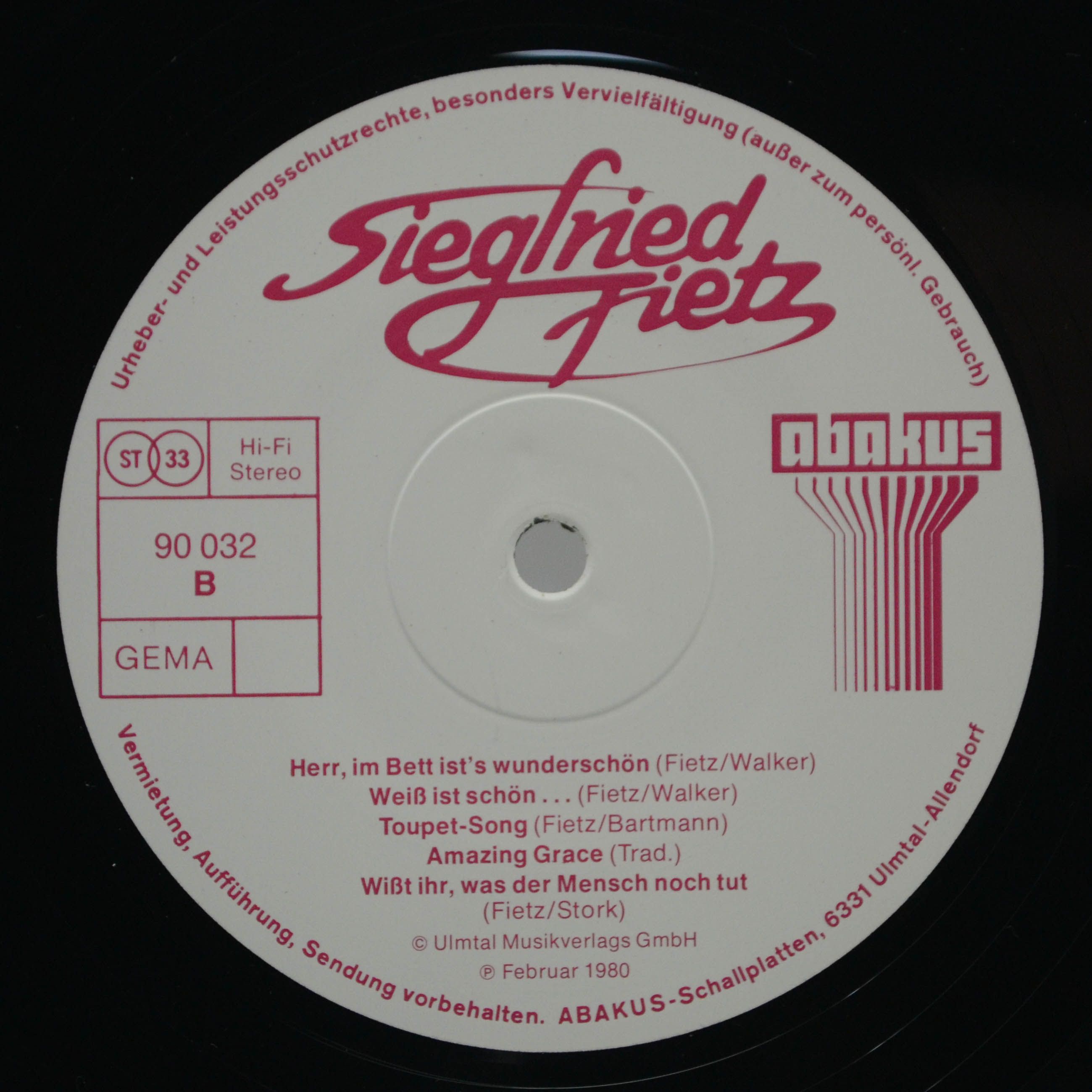 Siegfried Fietz — In Concert (2LP), 1980