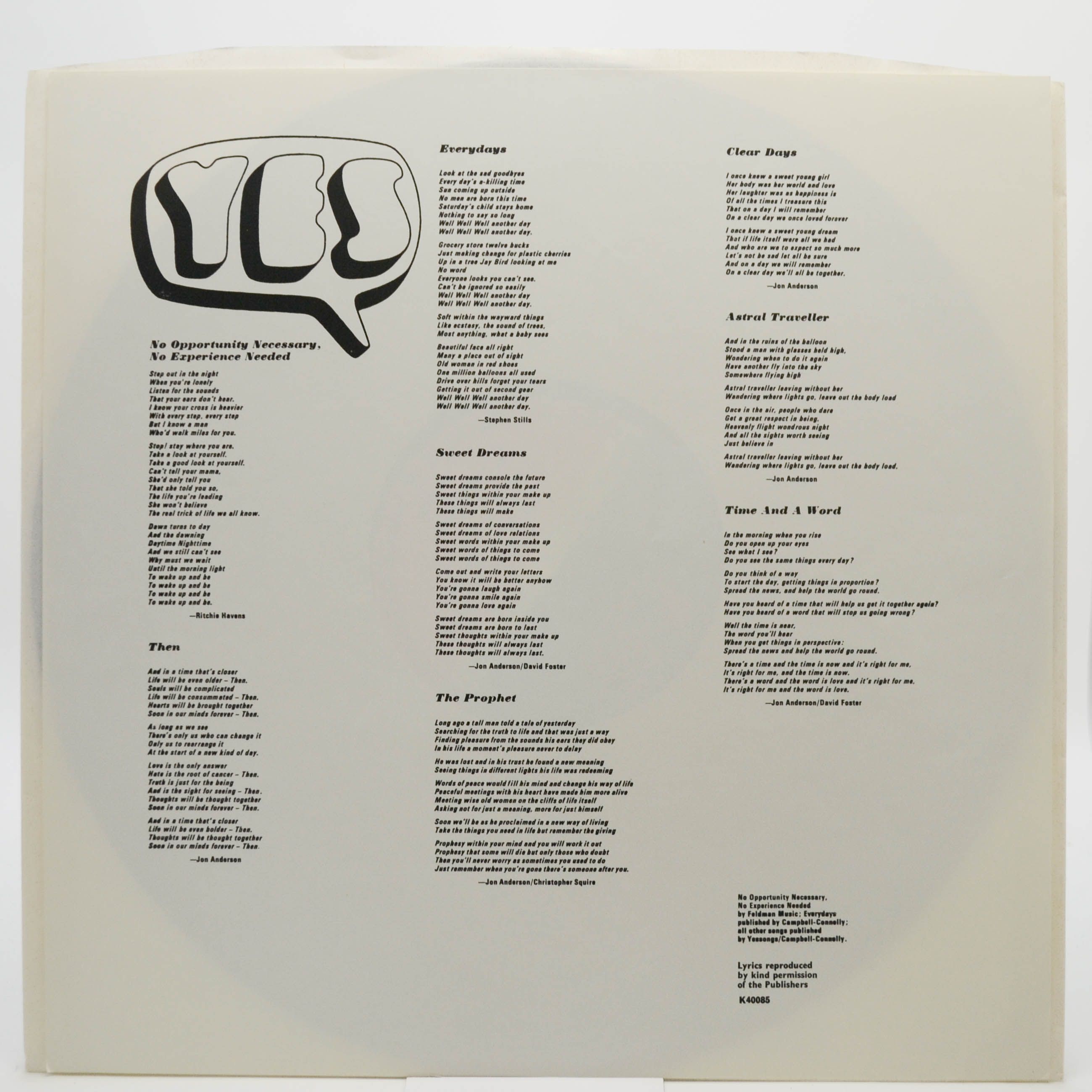 Yes — Time And A Word, 1970