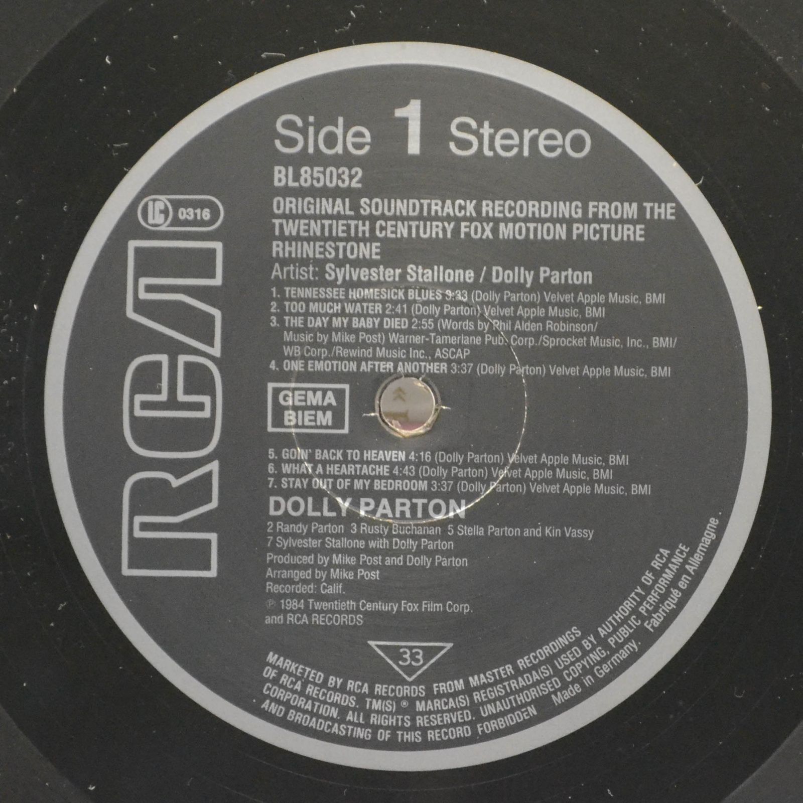 Various — Rhinestone - Original Soundtrack, 1984