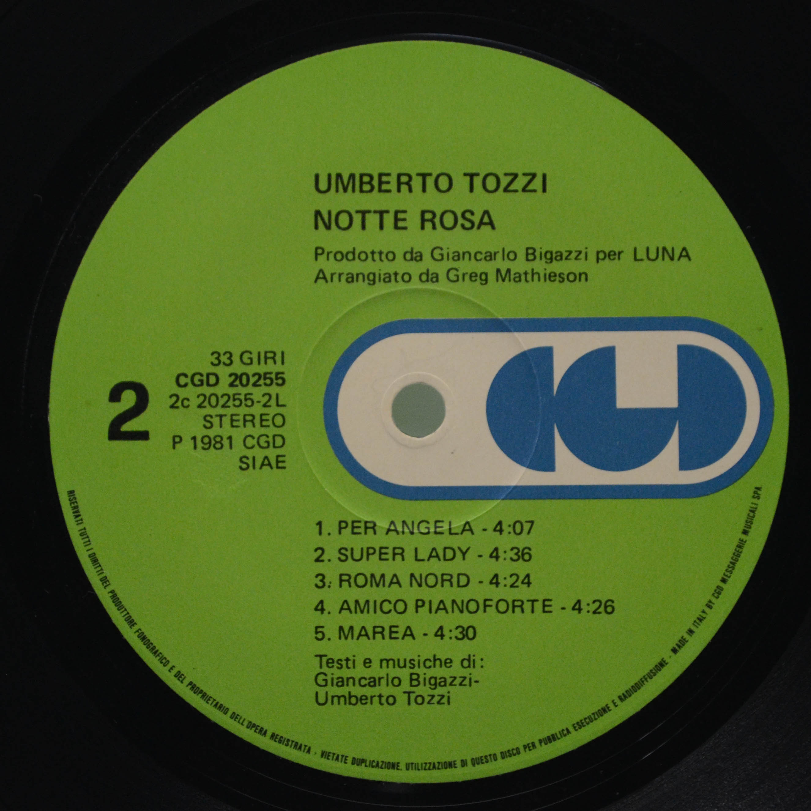 Umberto Tozzi — Notte Rosa (1-st, Italy), 1981