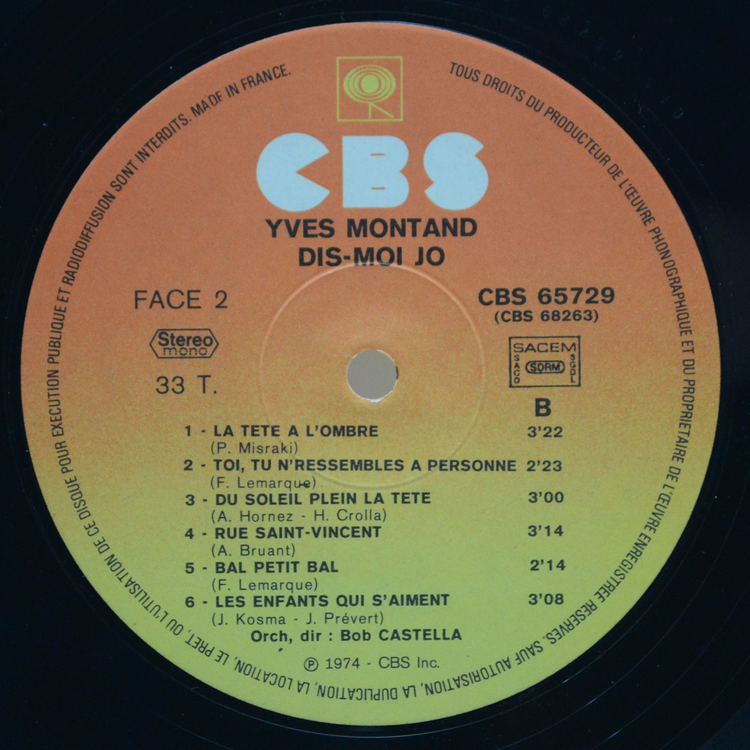 Yves Montand — Dis-Moi Jo (2LP, France), 1974