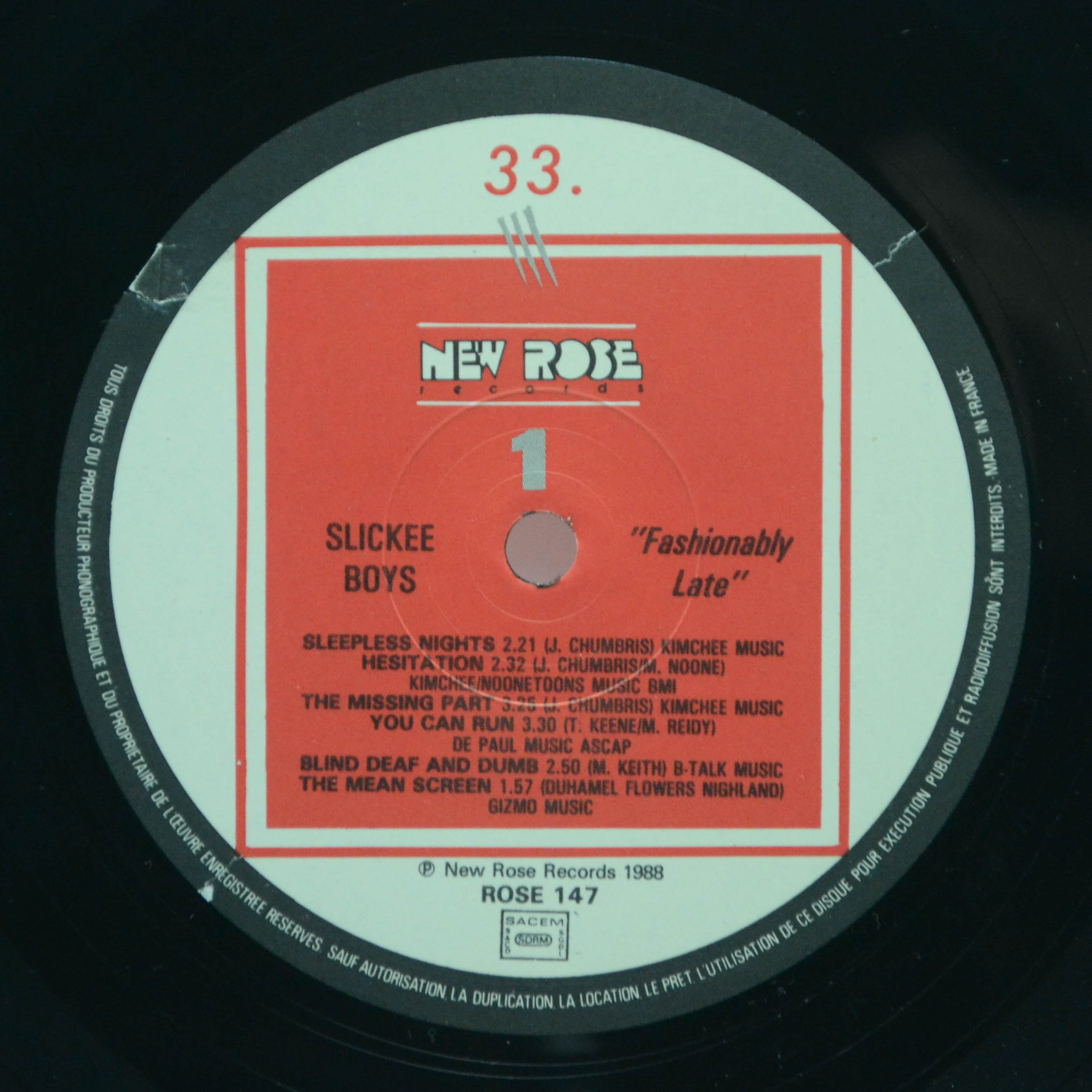 Slickee Boys — Fashionably Late, 1988