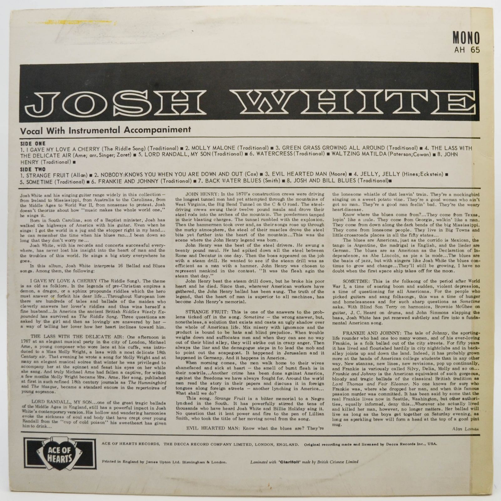 Josh White — Josh White (UK), 1958