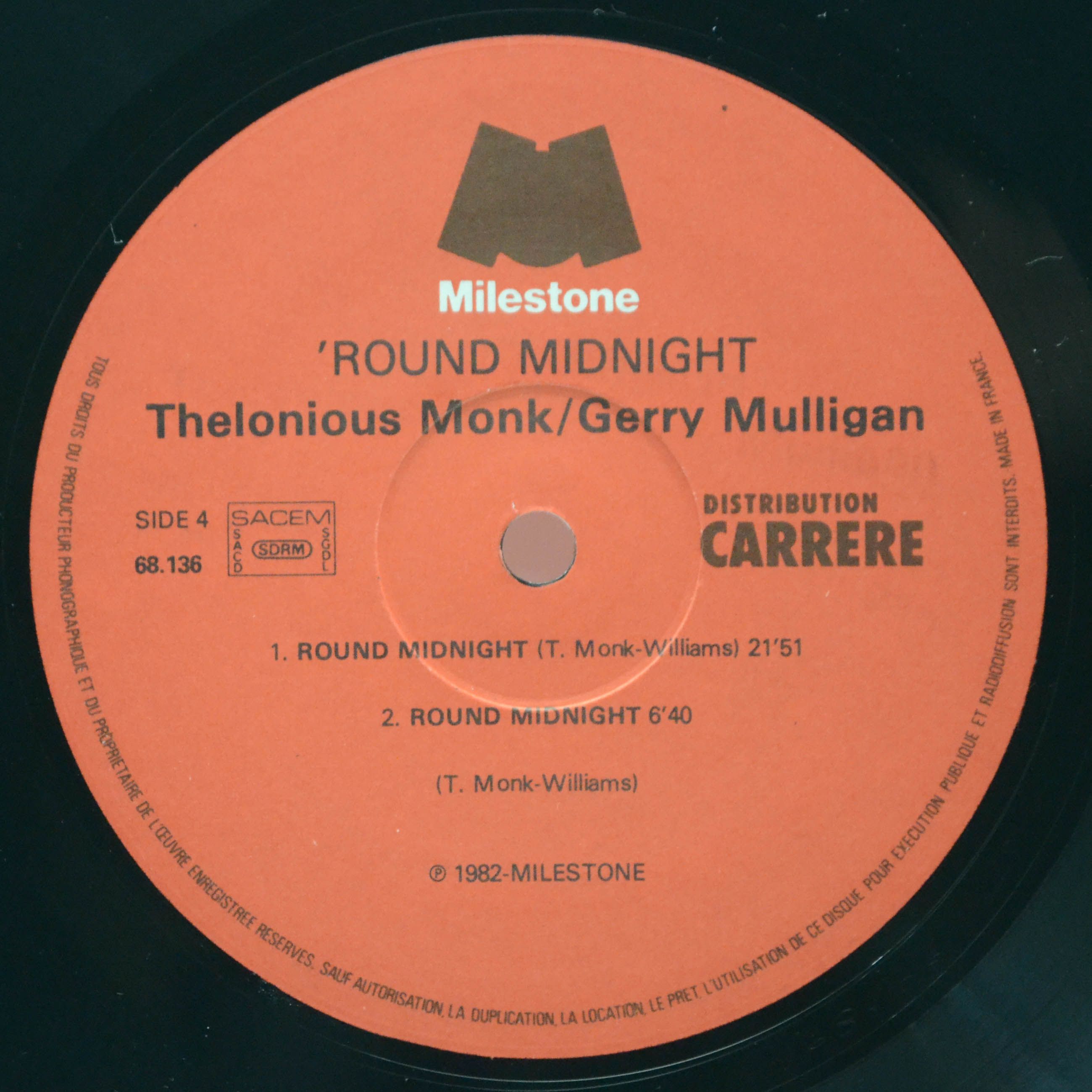 Thelonious Monk / Gerry Mulligan — Round Midnight (2LP), 1983