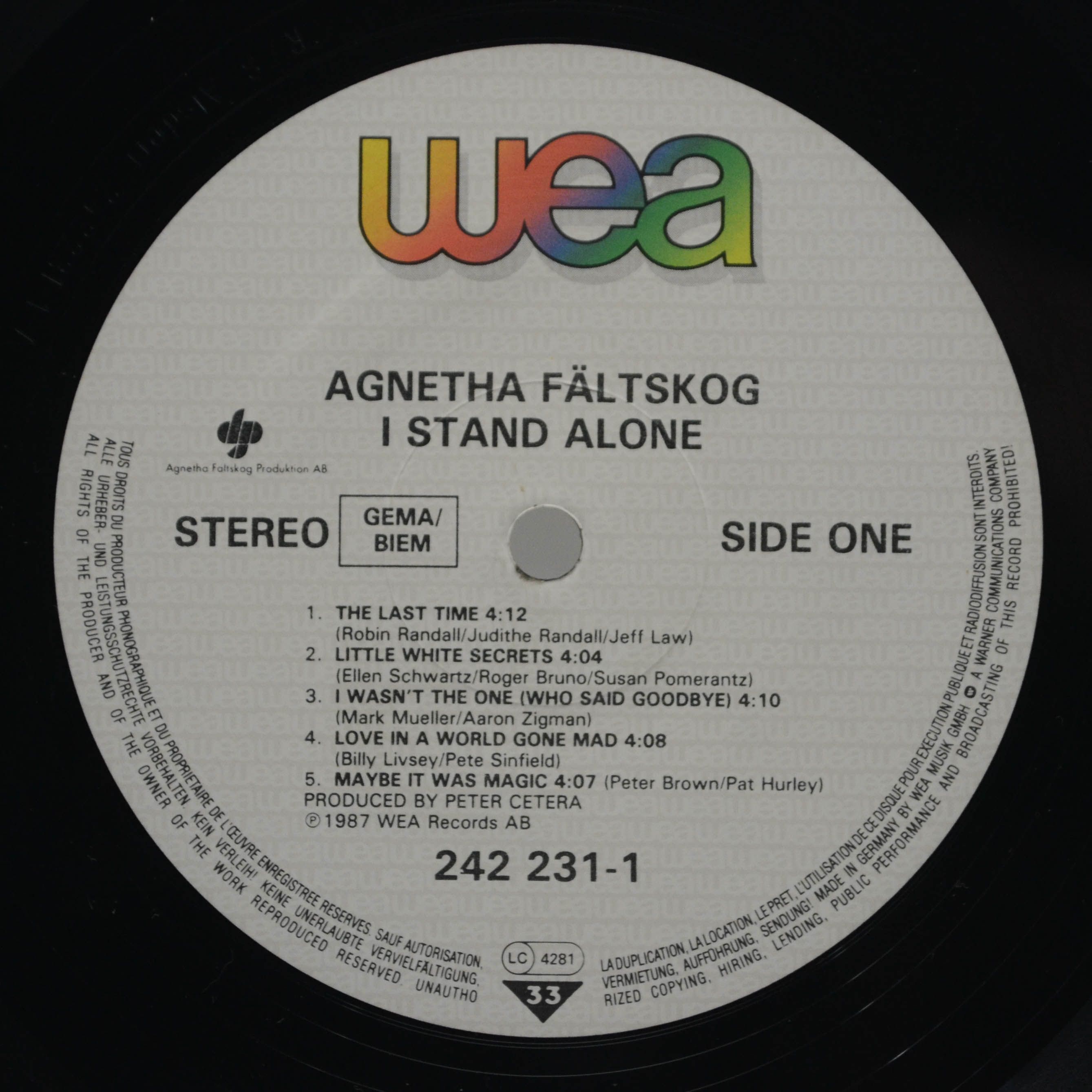 Agnetha Fältskog — I Stand Alone, 1987