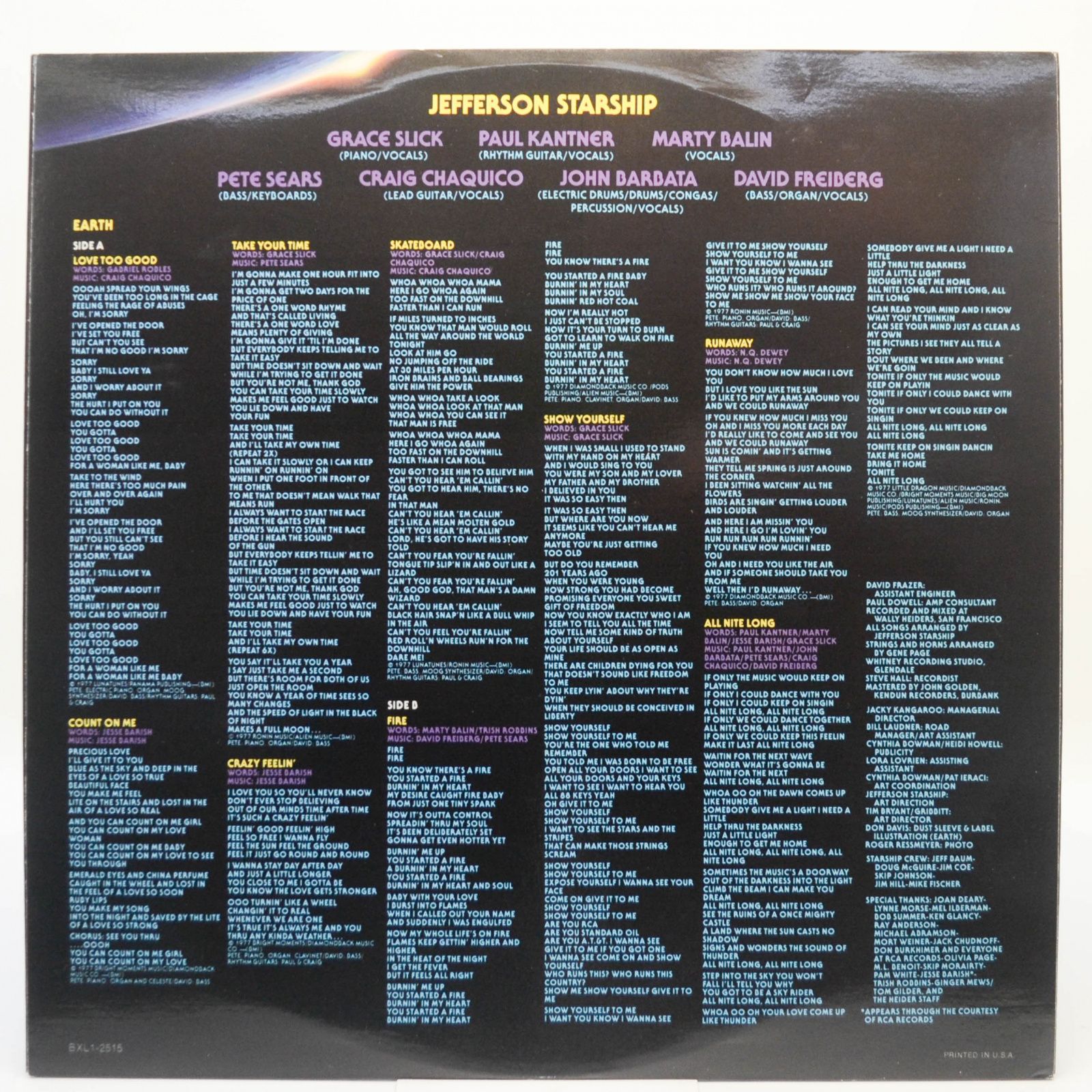 Jefferson Starship — Earth (USA), 1978