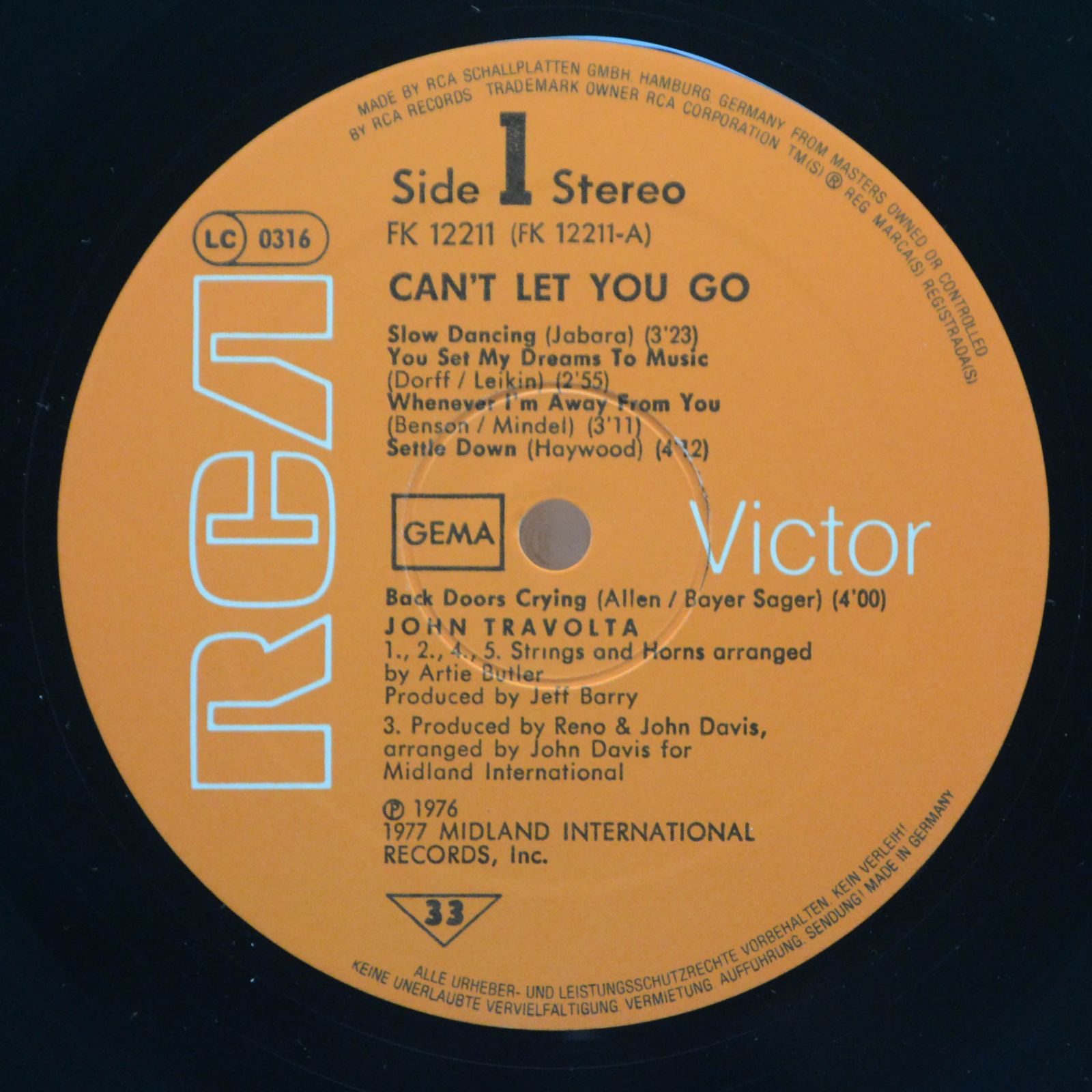 John Travolta — Can't Let You Go, 1977