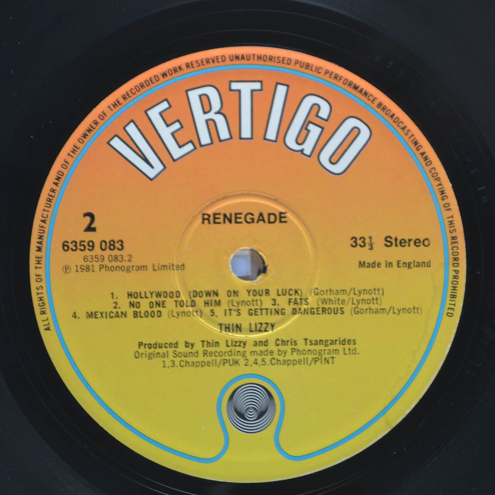 Thin Lizzy — Renegade (1-st, UK), 1981