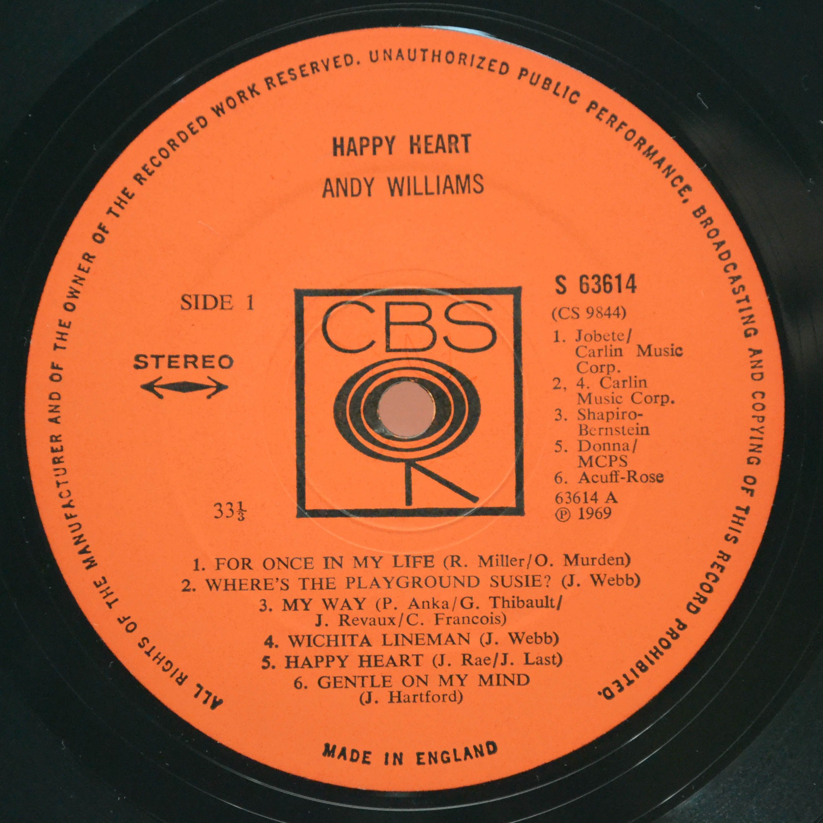 Andy Williams — Happy Heart (UK), 1969