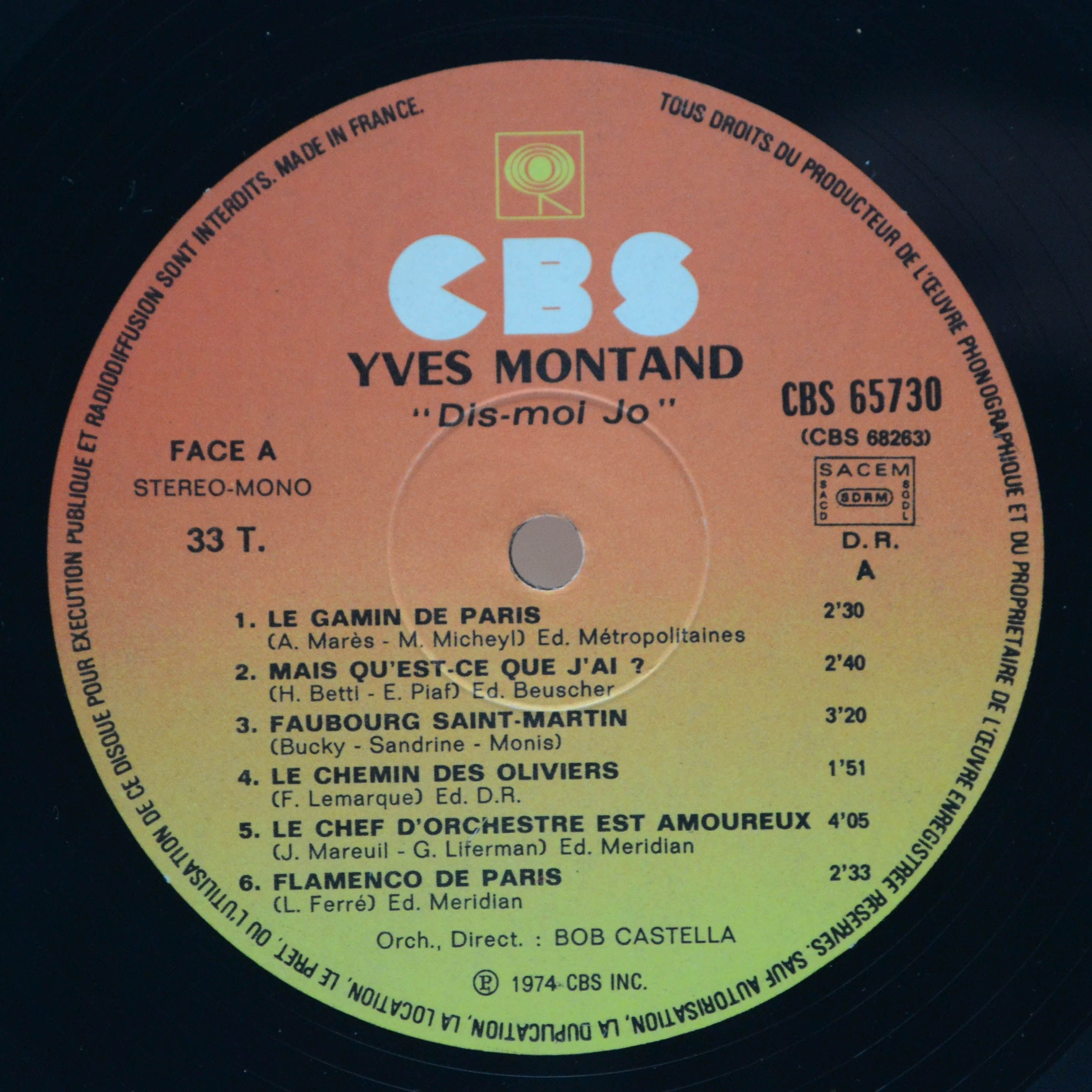 Yves Montand — Dis-Moi Jo (2LP, France), 1974