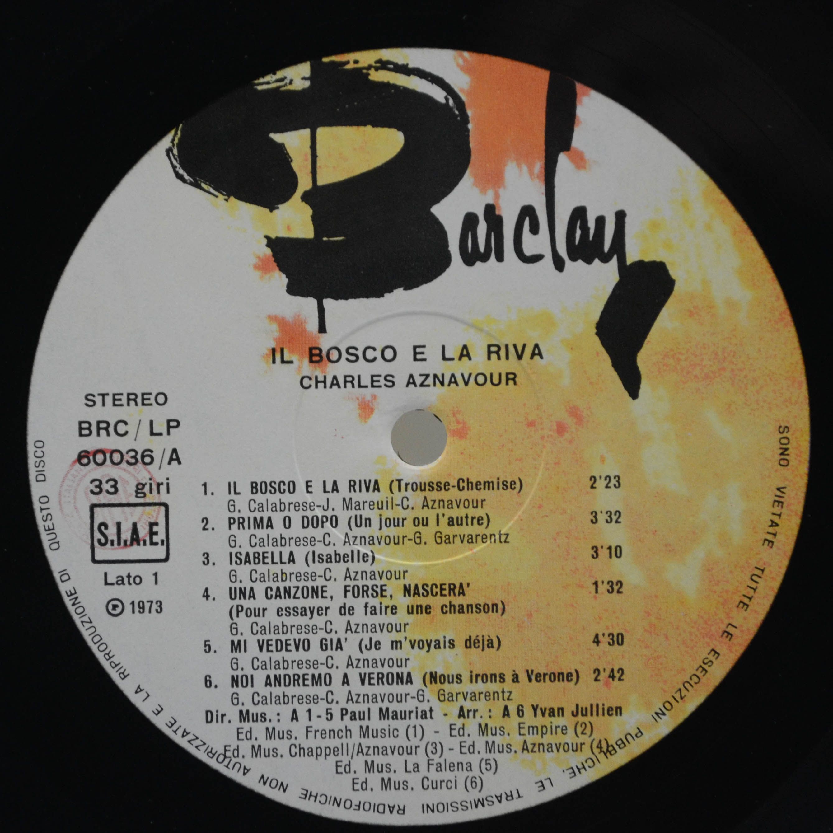 Charles Aznavour — Il Bosco E La Riva, 1973