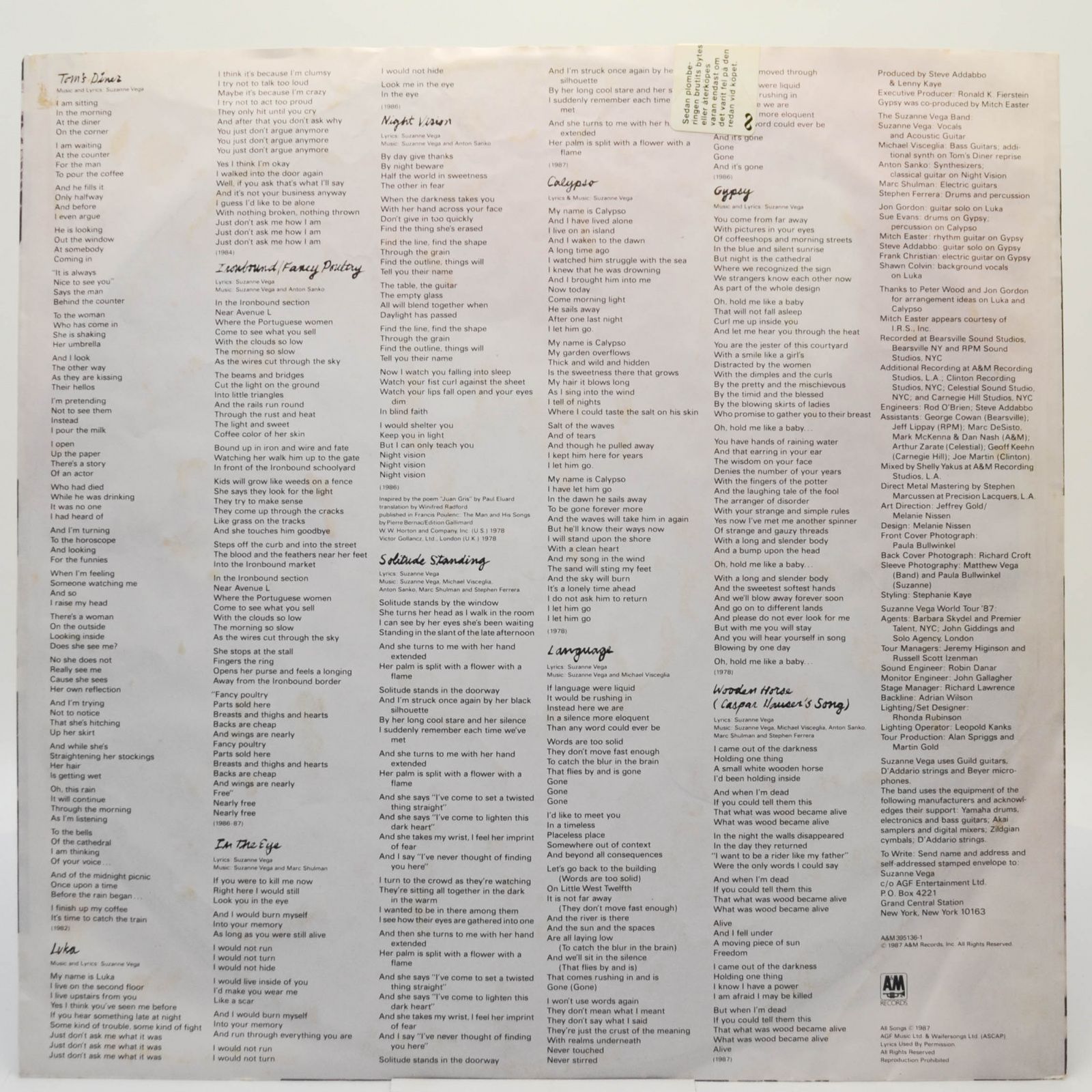 Suzanne Vega — Solitude Standing, 1987