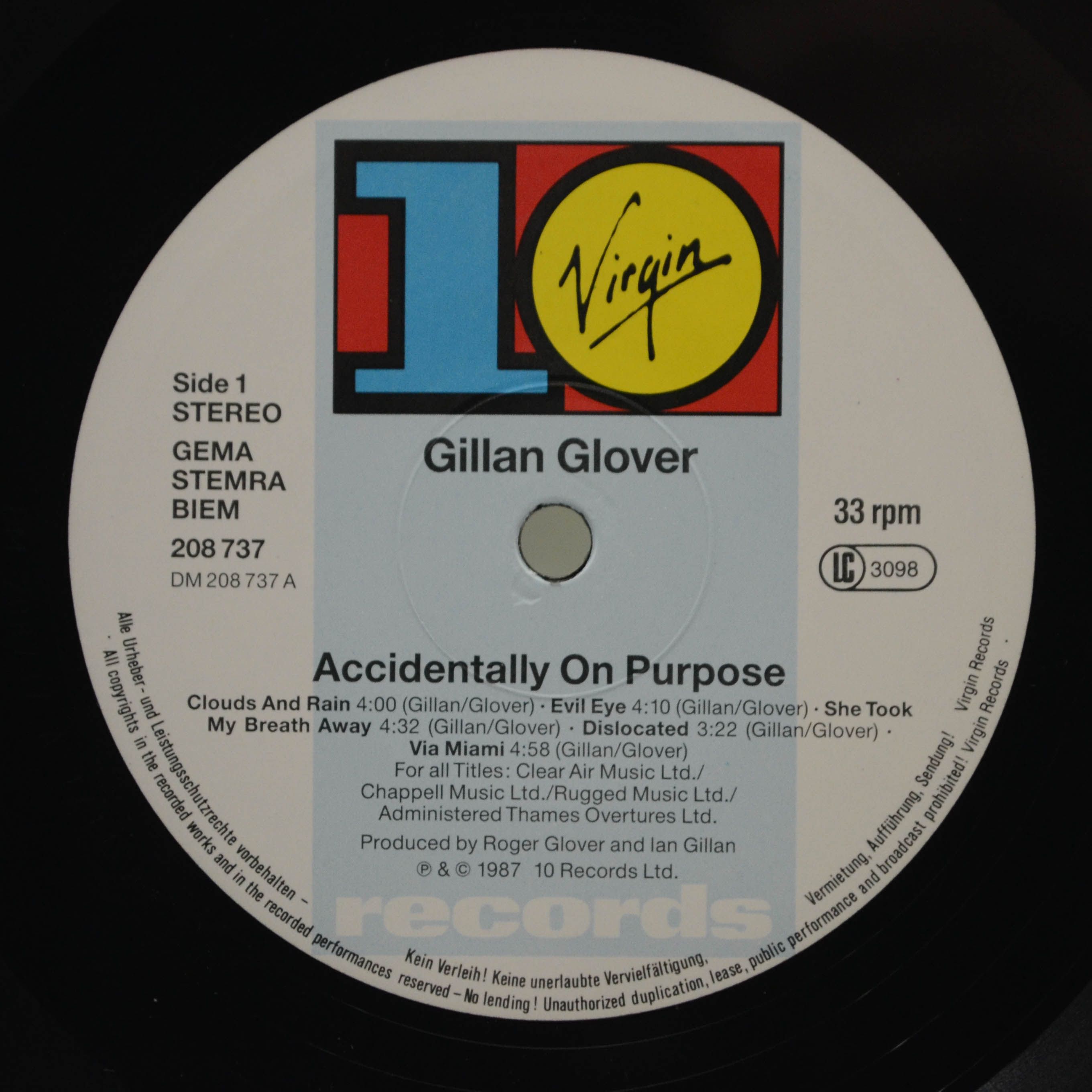 Gillan & Glover — Accidentally On Purpose, 1988
