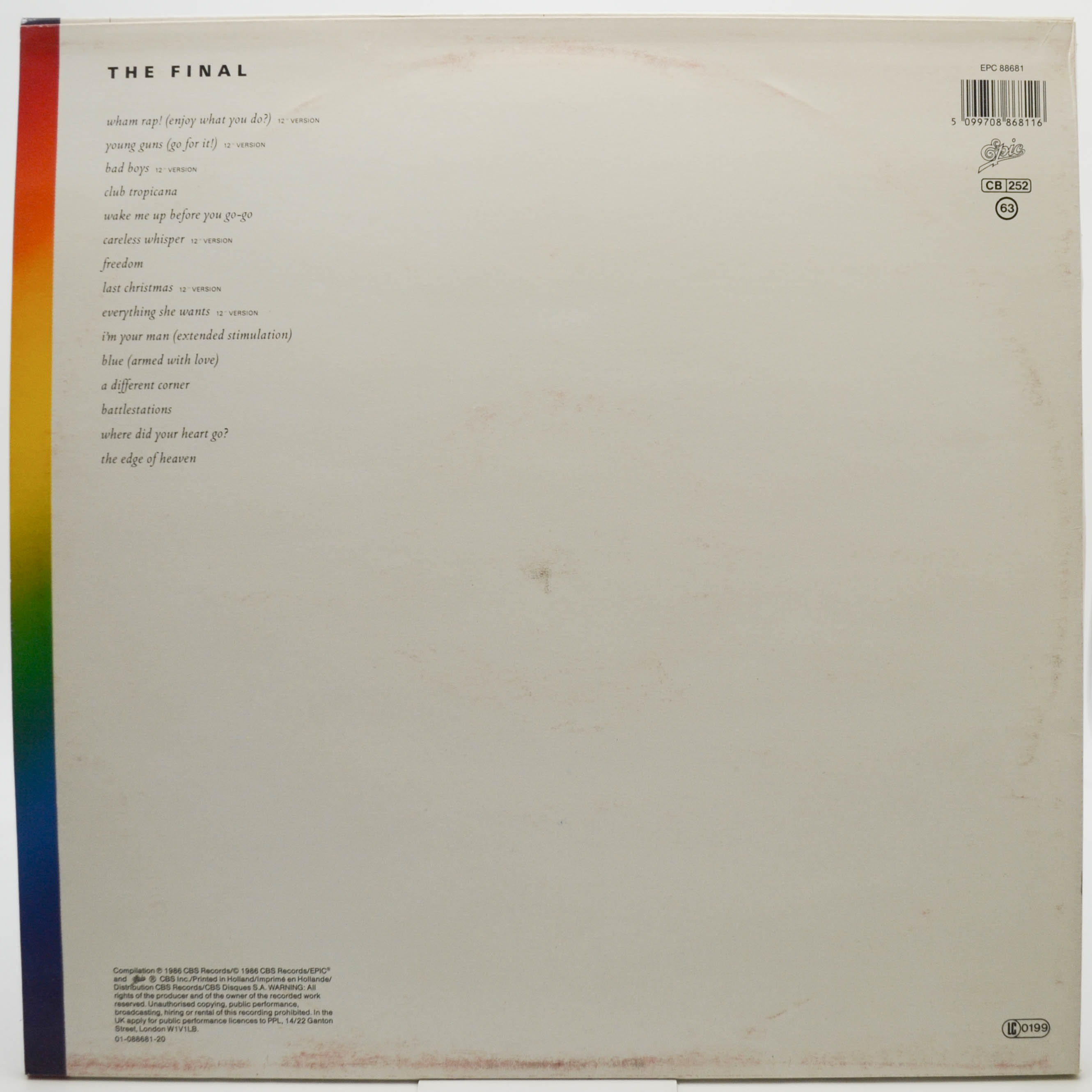 Wham! — The Final (2LP), 1986