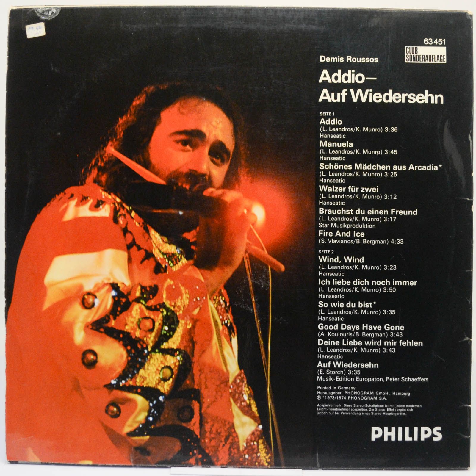 Demis Roussos — Addio - Auf Wiedersehn, 1974