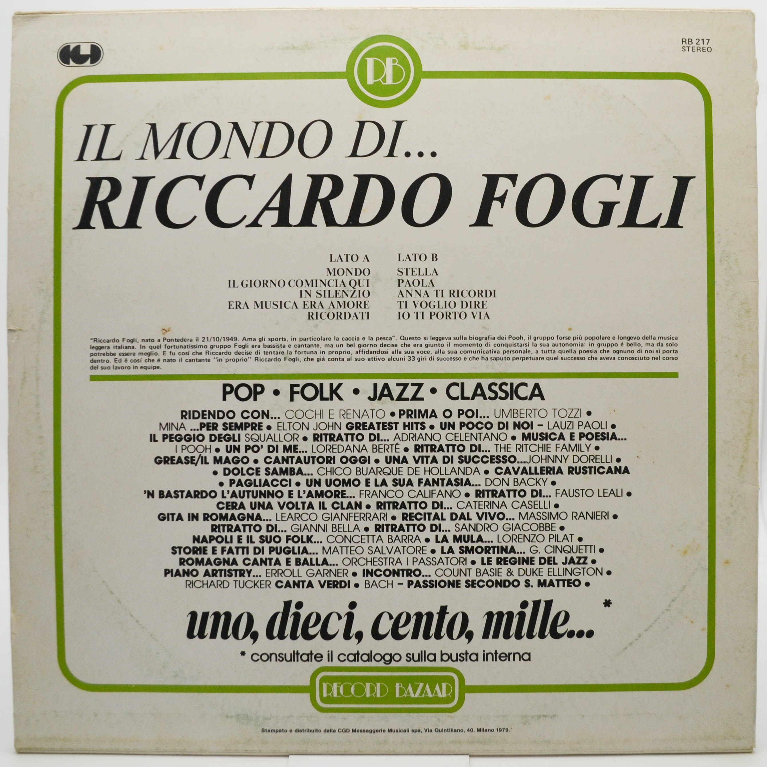 Riccardo Fogli — Il Mondo Di... (Italy), 1979
