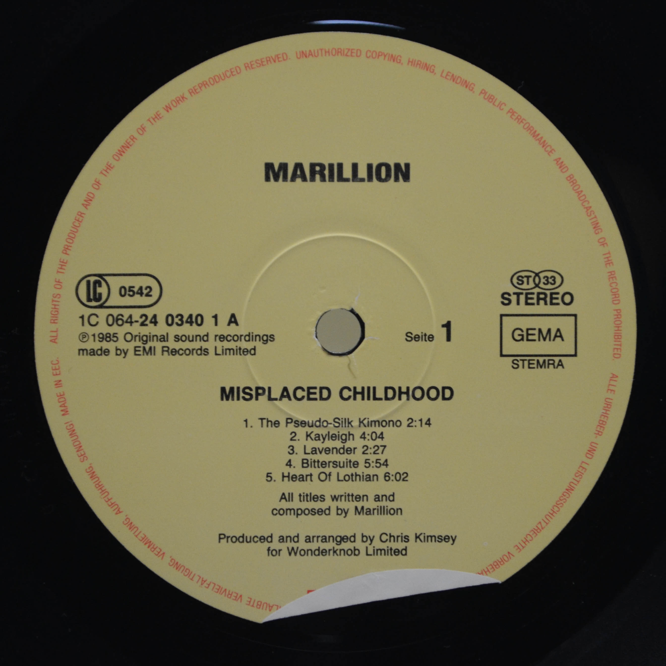 Marillion — Misplaced Childhood, 1985