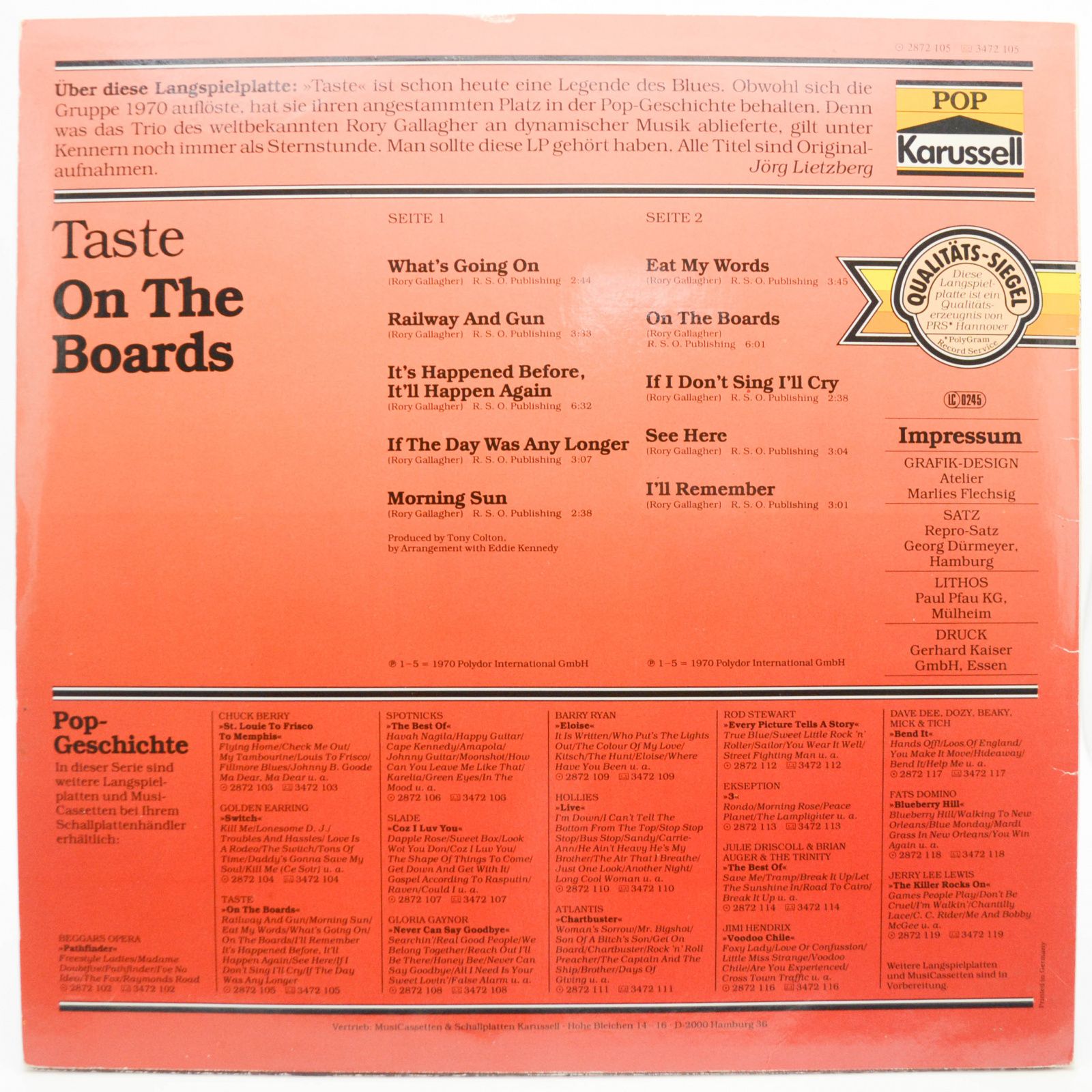 Taste — On The Boards, 1970