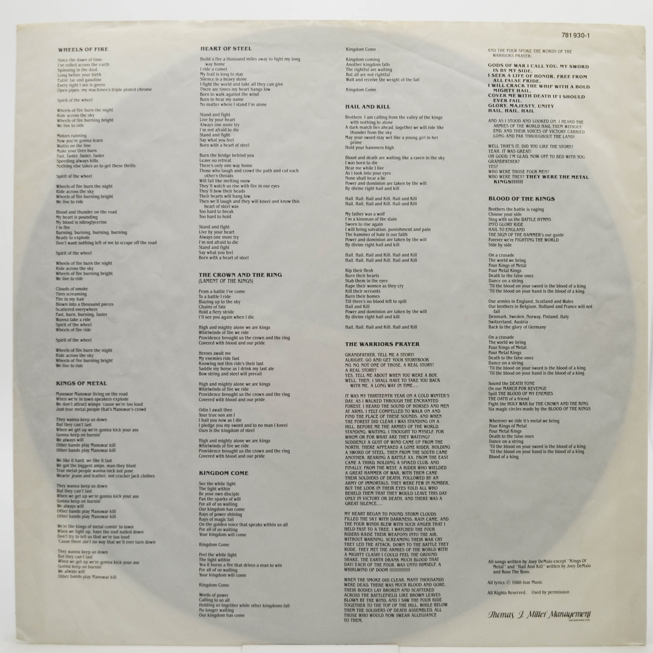 Manowar — Kings Of Metal, 1988