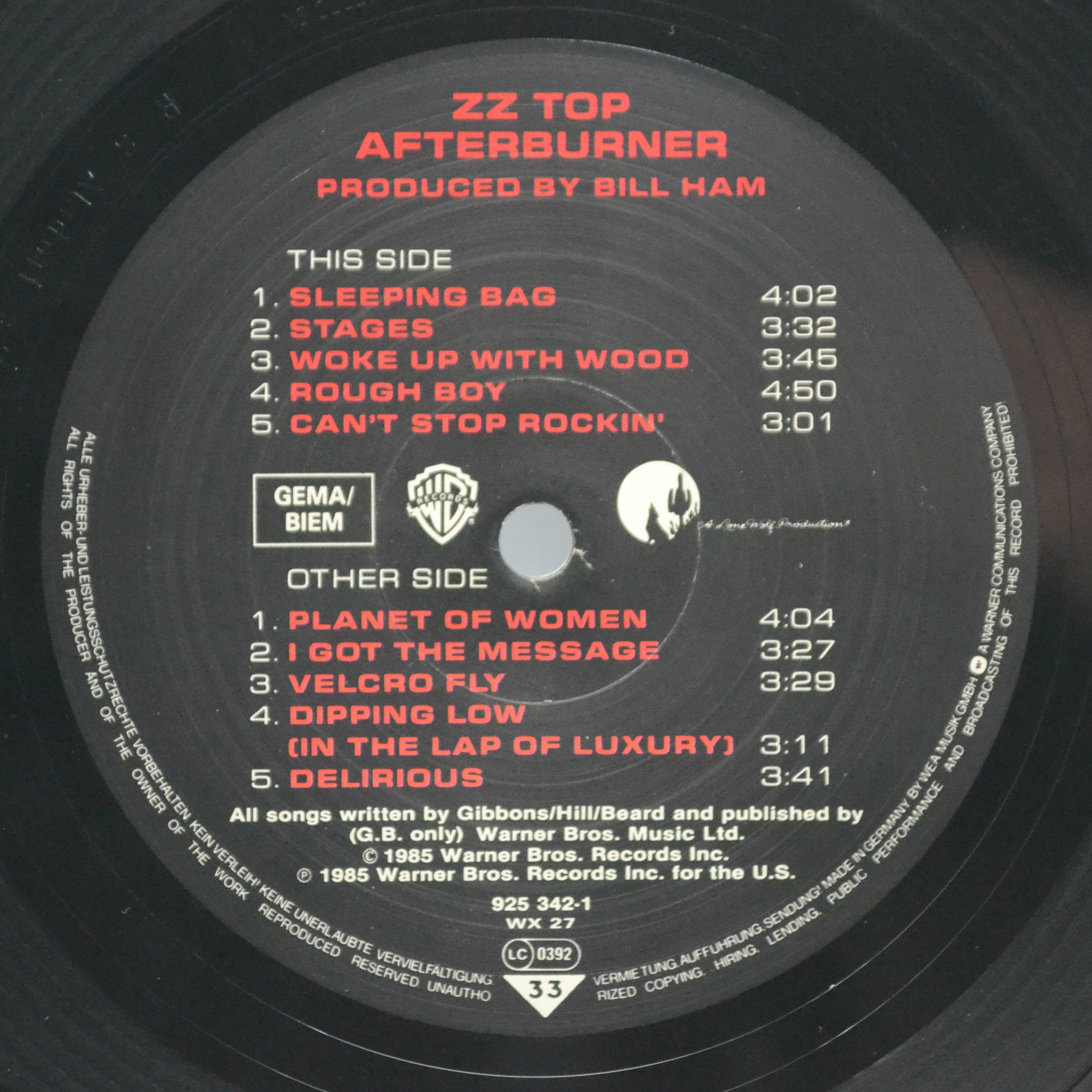 ZZ Top — Afterburner, 1985