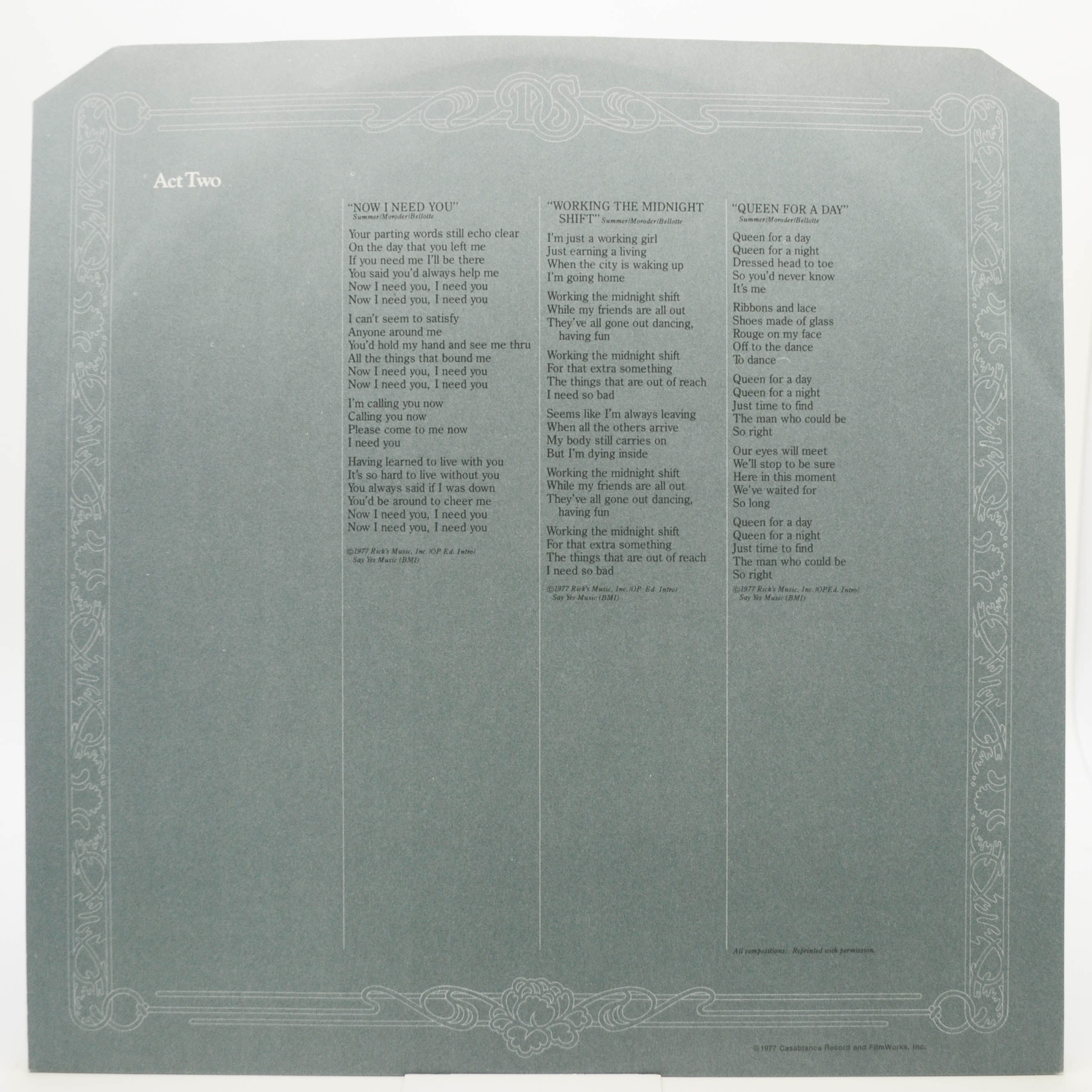 Donna Summer — Once Upon A Time... (2LP), 1977