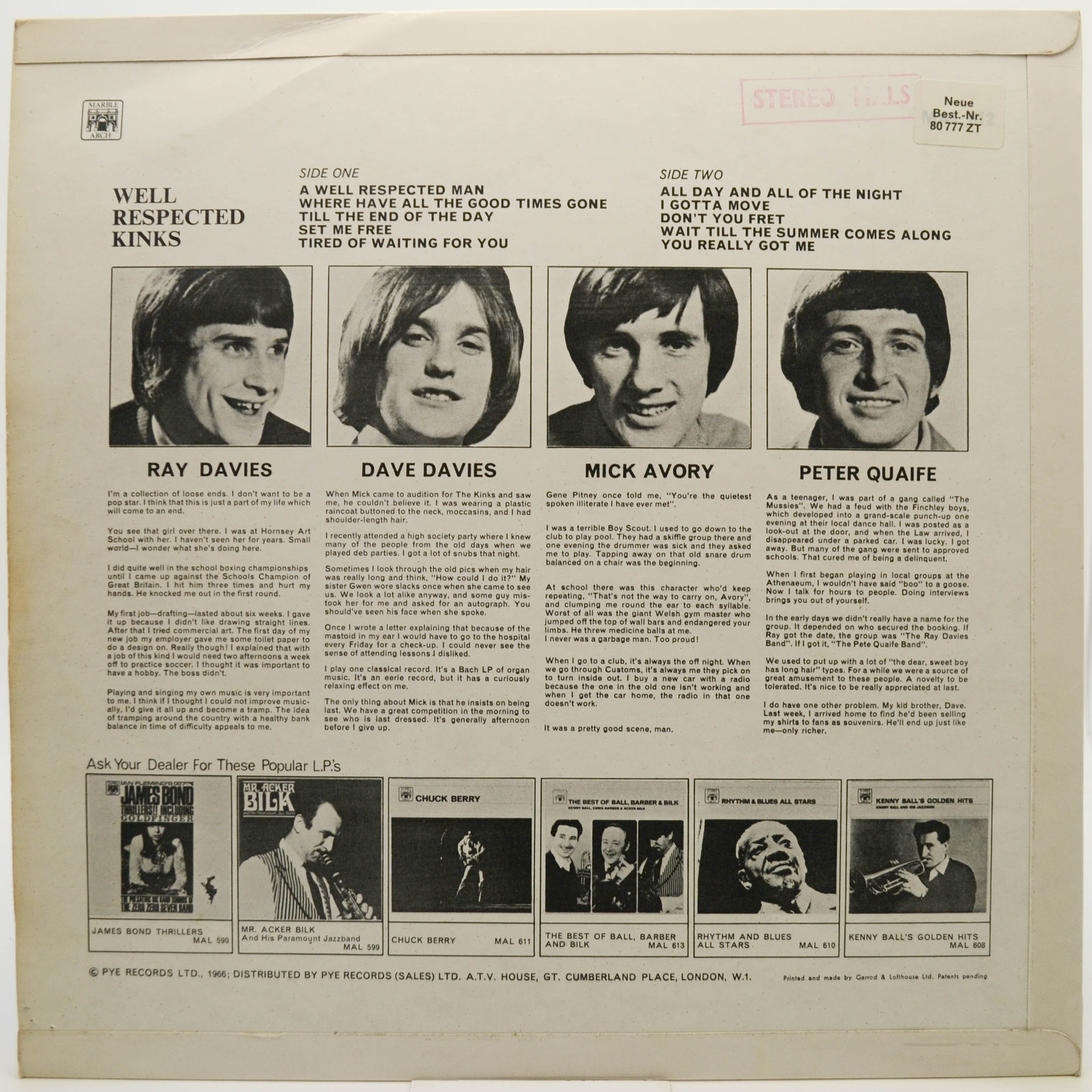 Kinks — Well Respected Kinks (1-st, UK), 1966