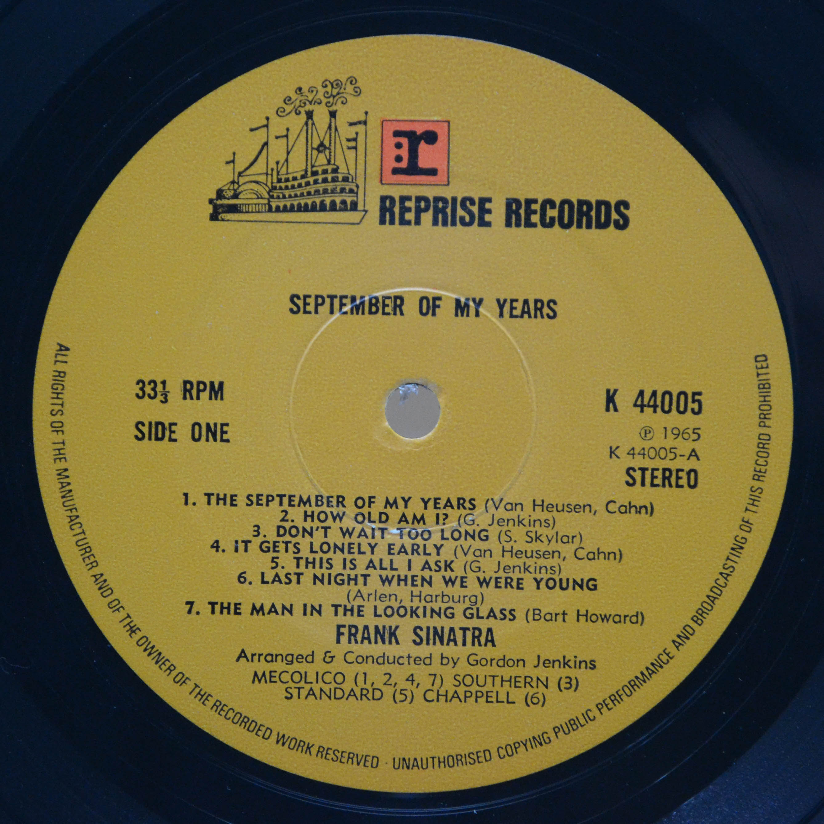 Frank Sinatra — September Of My Years (UK), 1965