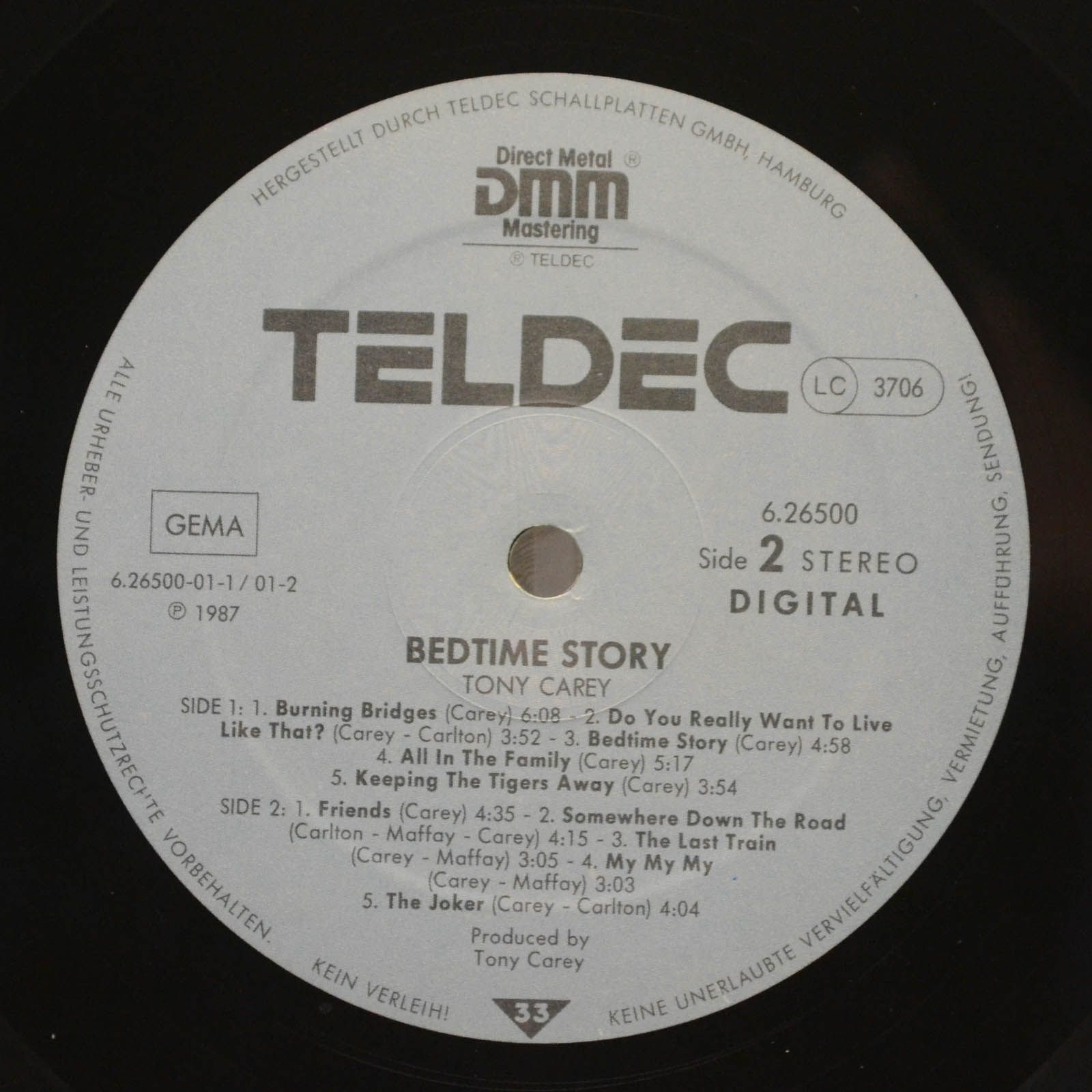 Tony Carey — Bedtime Story, 1987