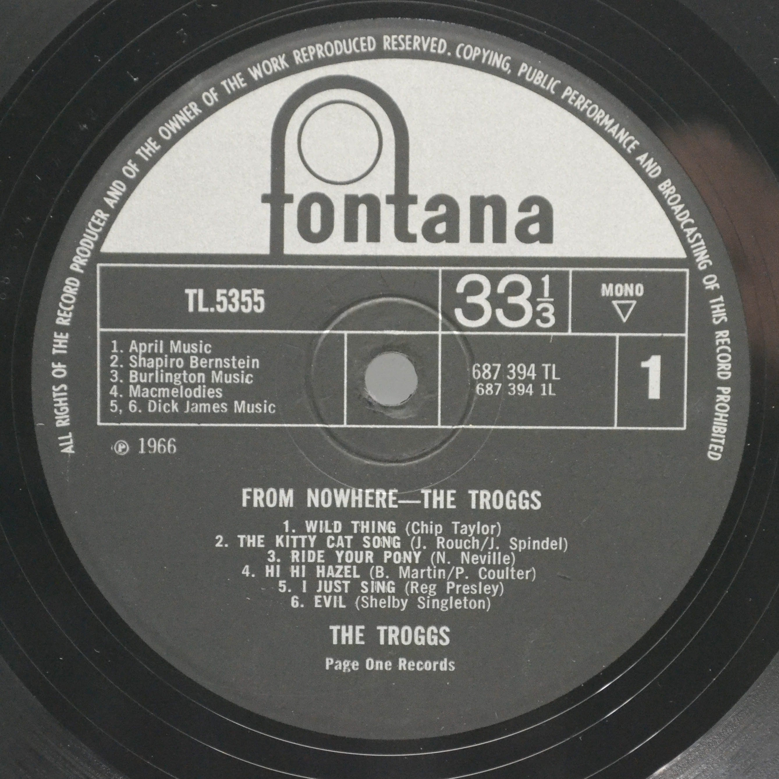 Troggs — From Nowhere (1-st, UK), 1966